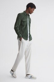 Reiss Green Bonucci Corduroy Twin Pocket Overshirt - Image 3 of 4
