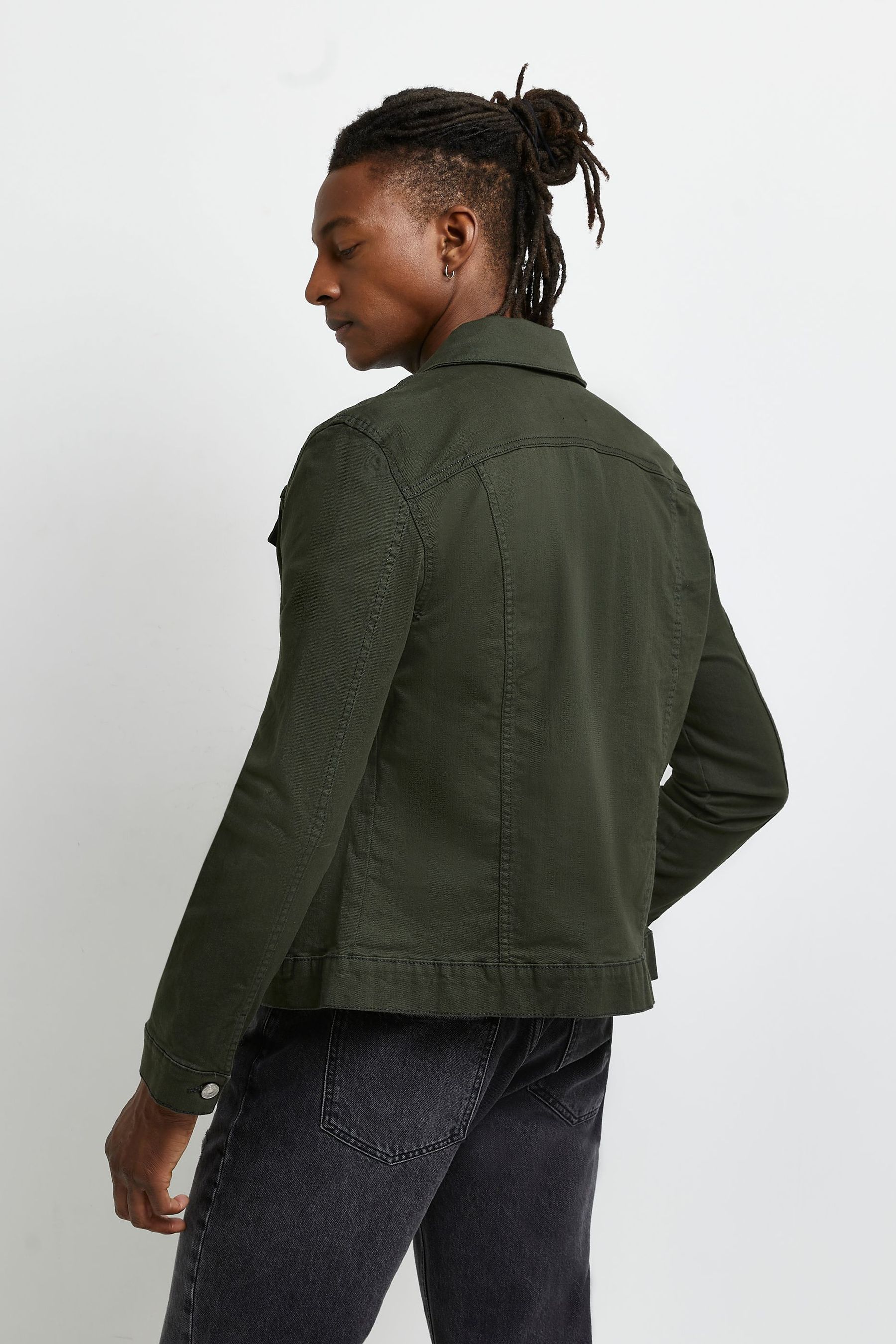 River island muscle fit denim jacket deals