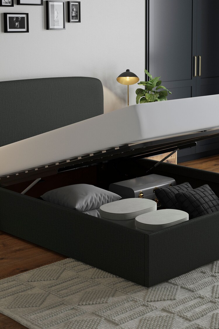Grey Charcoal Simple Contemporary Matson Upholstered Ottoman Storage Bed Frame - Image 3 of 7