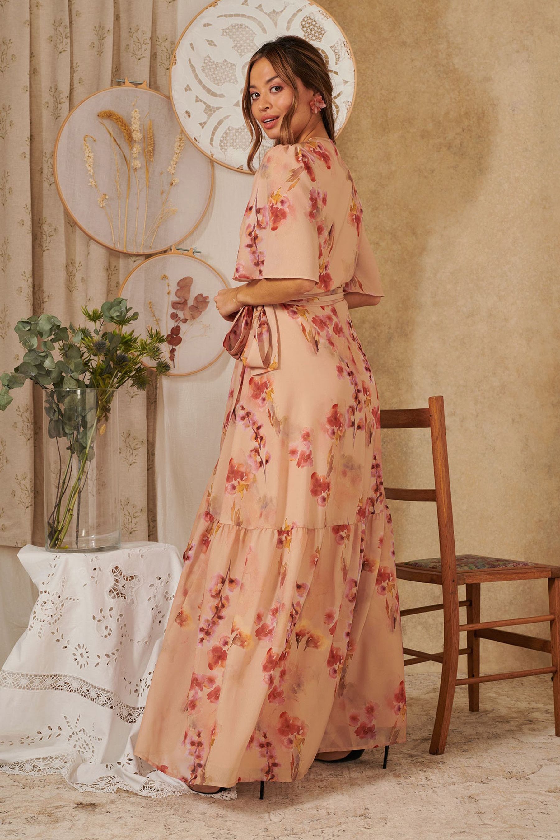 Buy Hope And Ivy The Maeve Pink Maxi Wrap Dress from Next Luxembourg
