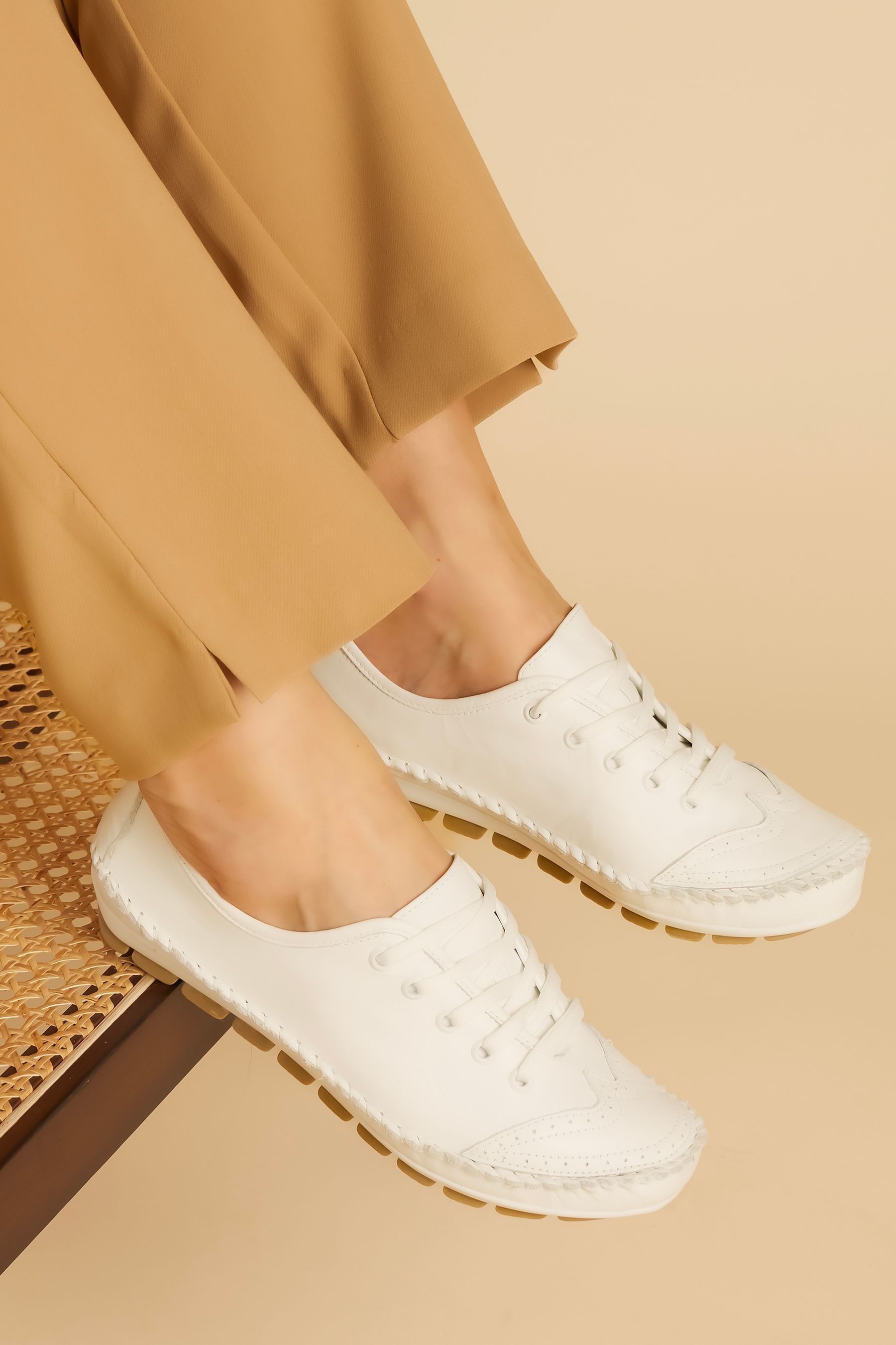 Buy Pavers White Ladies Leather Lace Up Trainers from Next Luxembourg