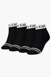 Calvin Klein Black Quarter Logo Socks 4 Pack - Image 1 of 1