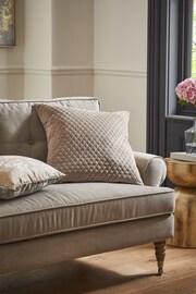 Champagne Gold Velvet Quilted Hamilton 59 x 59cm Cushion - Image 1 of 5