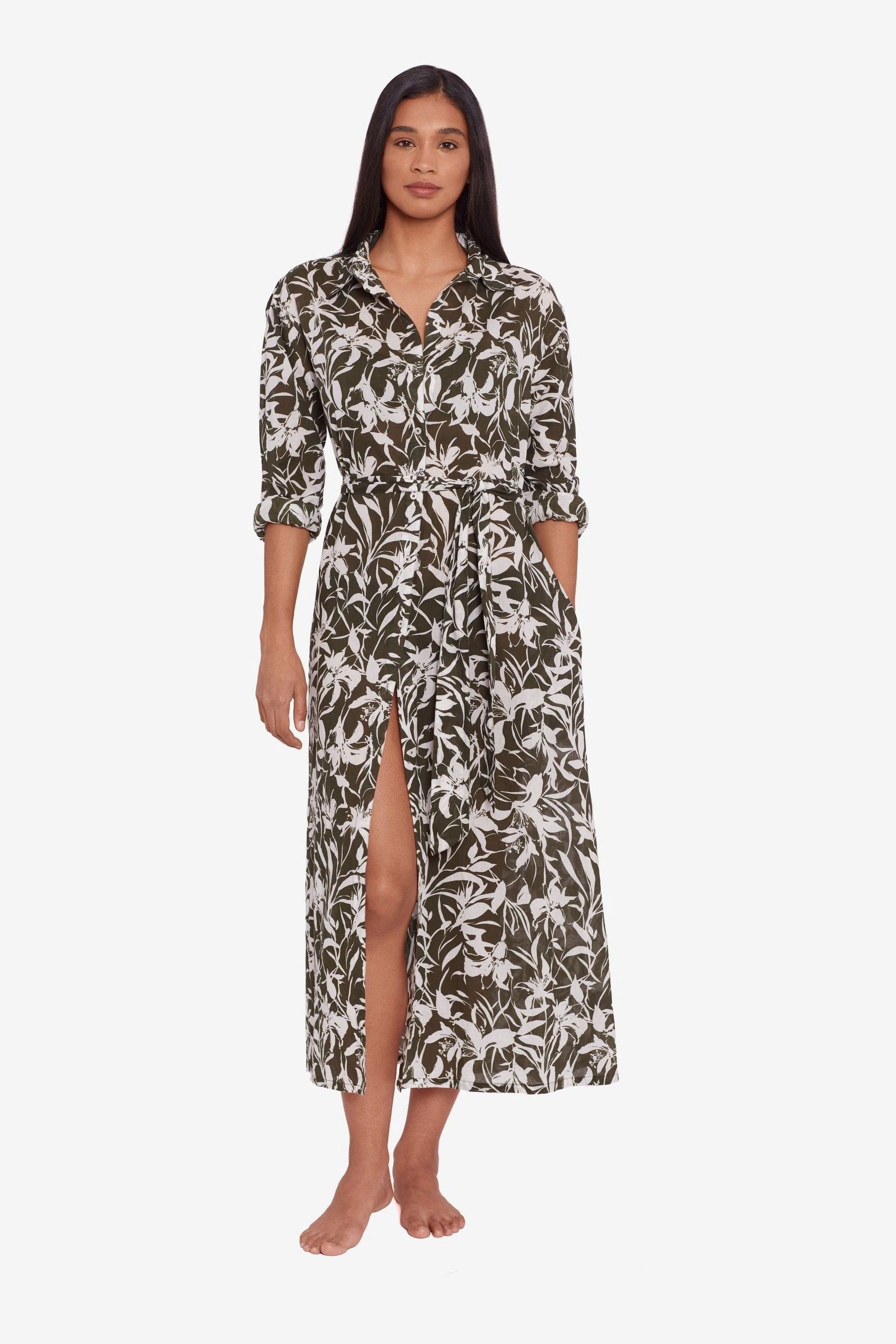 Buy Lauren Ralph Lauren Green Floral Maxi Shirt Beach Dress Cover Up from Next Luxembourg