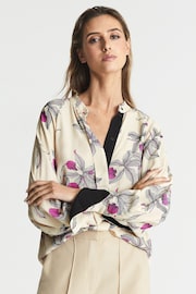 Reiss Neutral/Pink Tilly Orchid Print Blouse - Image 6 of 6