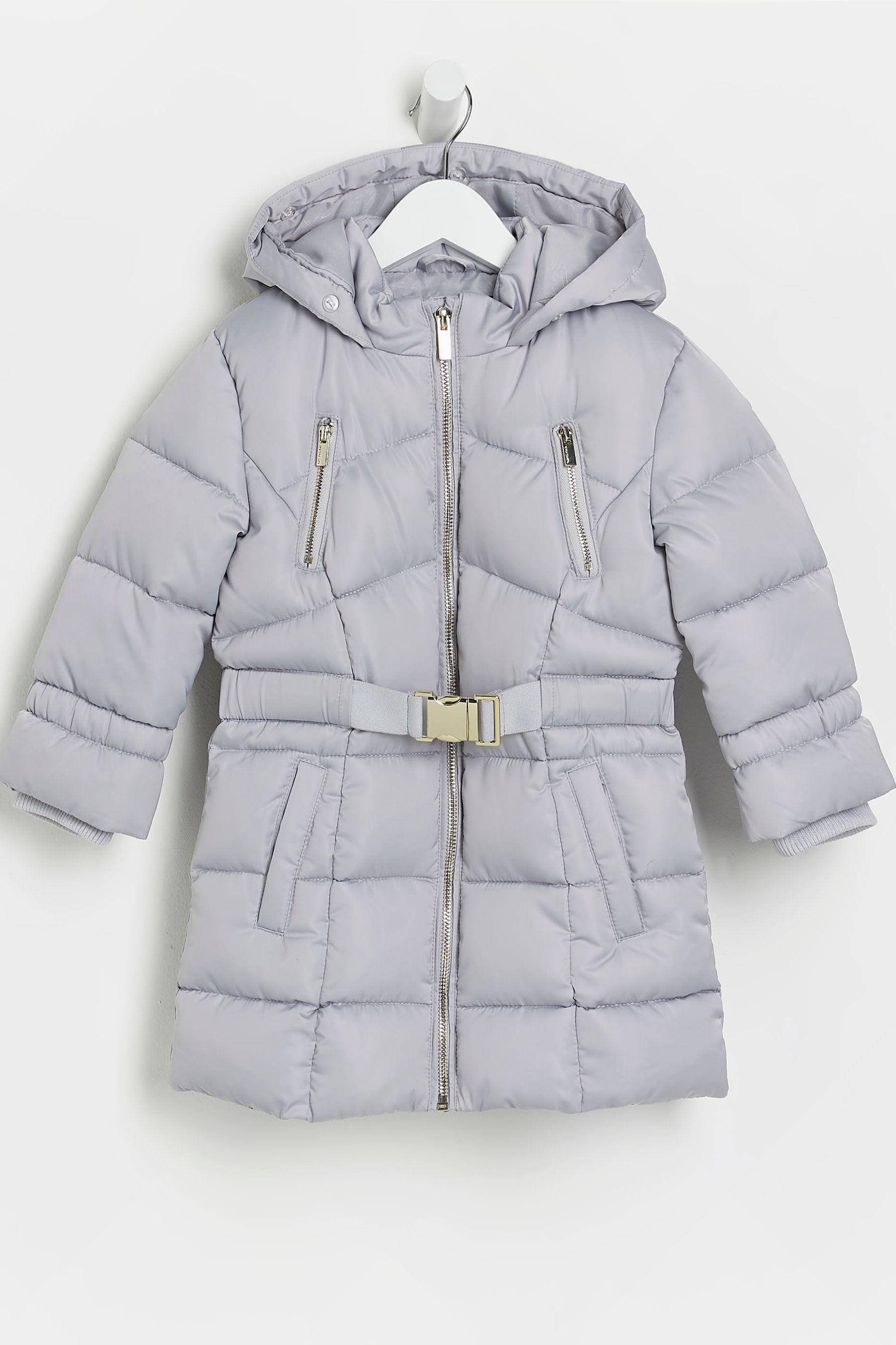 River island grey puffer coat top
