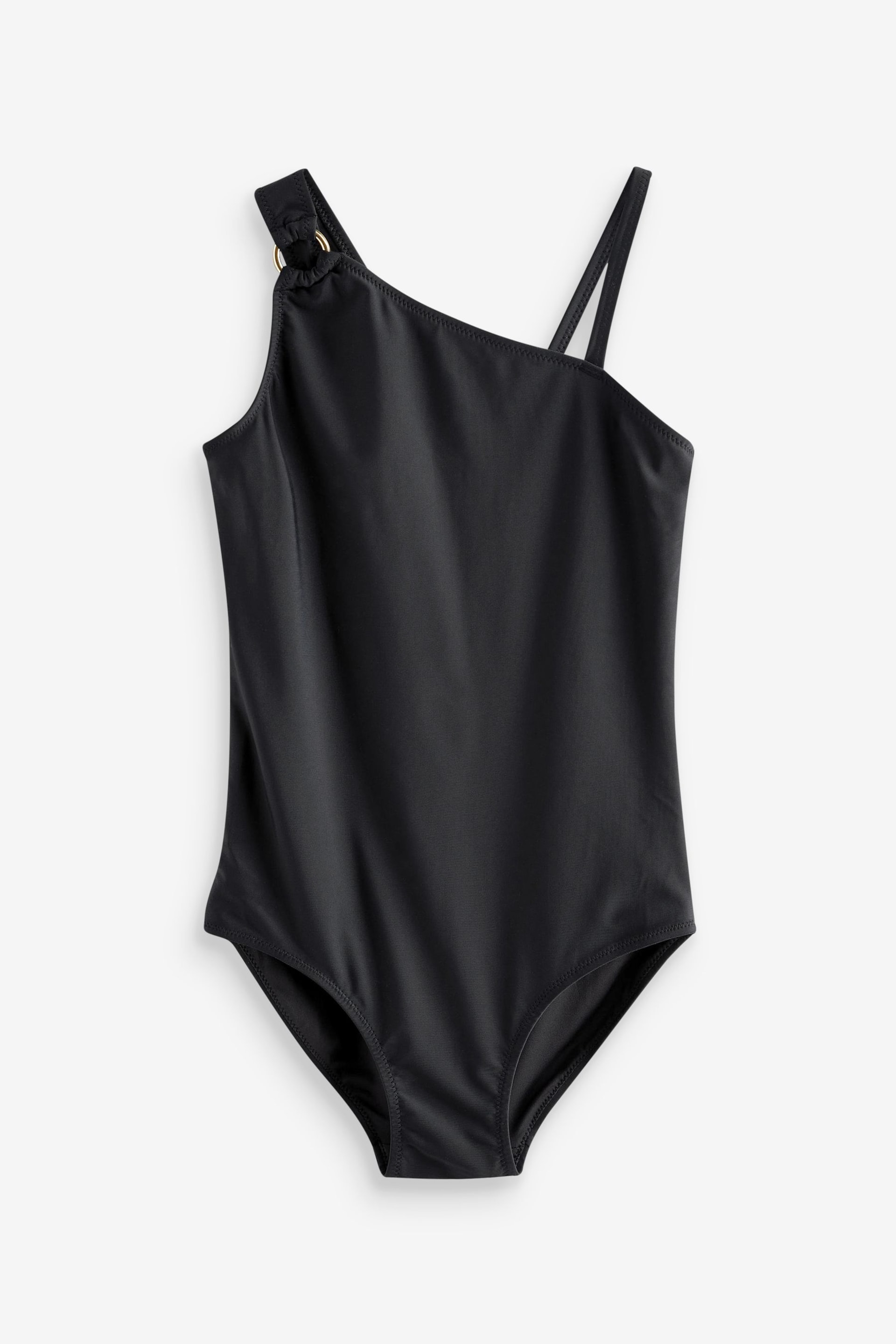 Black One Shoulder Swimsuit (7-16yrs) - Image 4 of 6