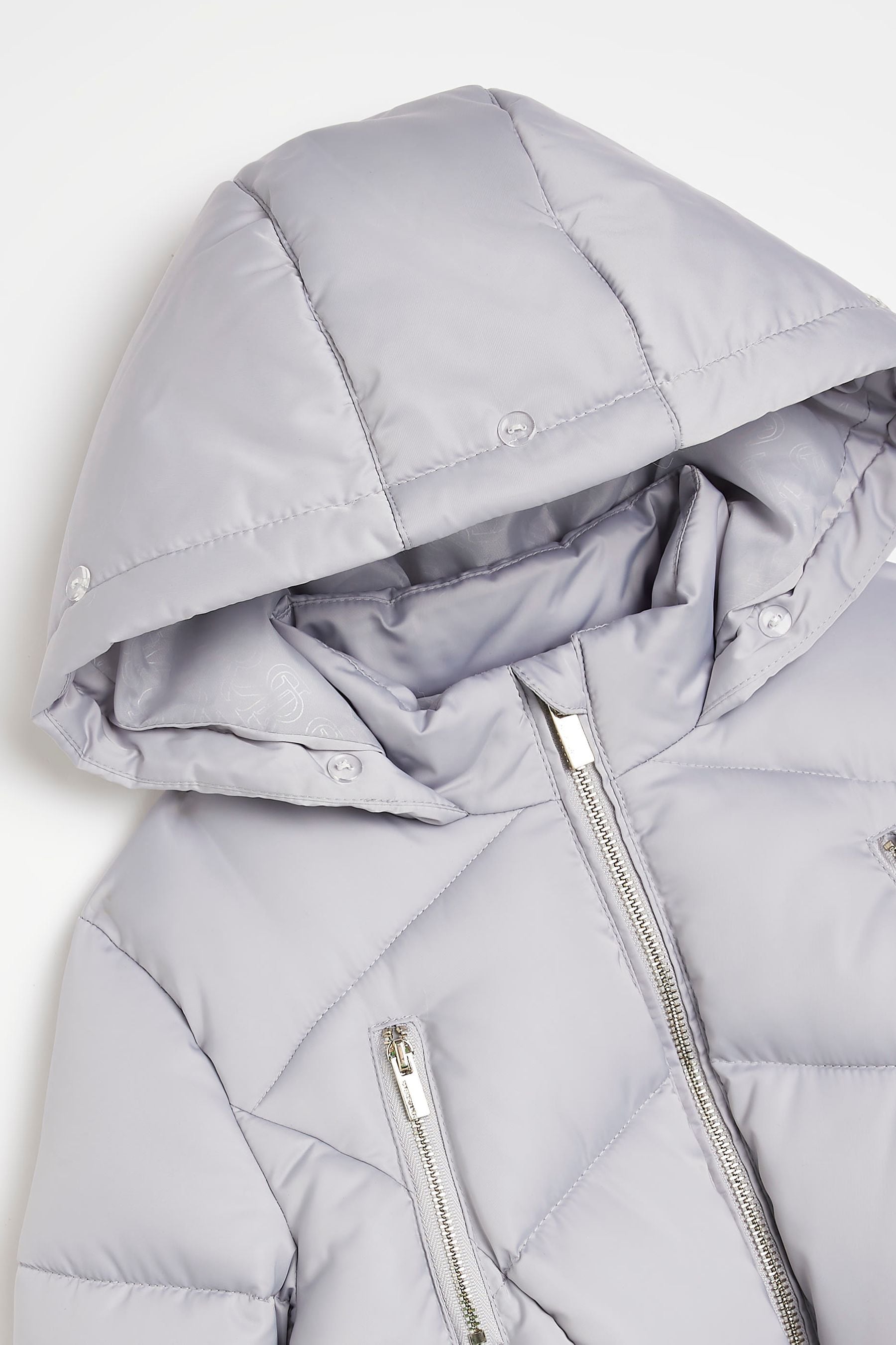 Girls grey puffer jacket top