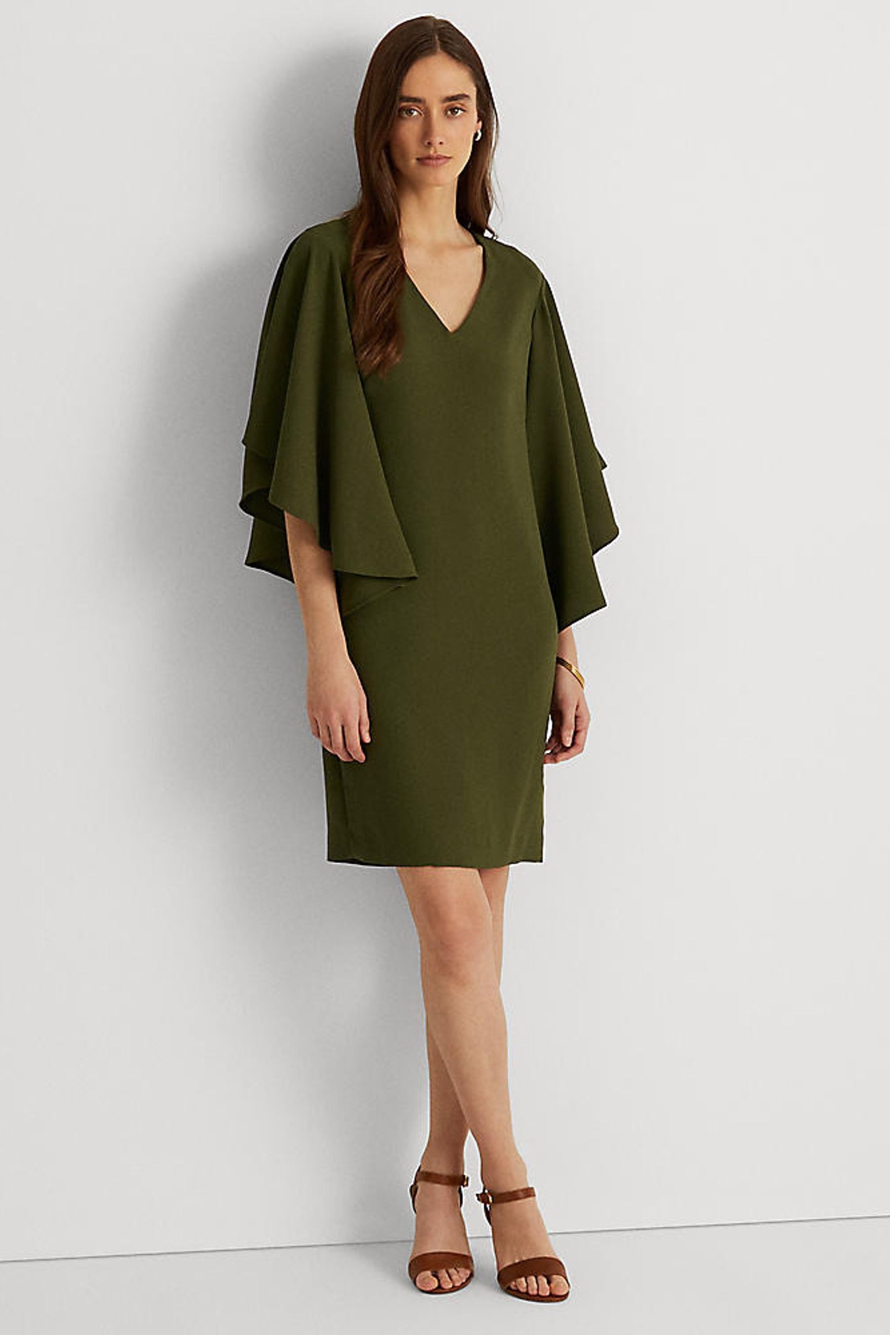 Buy Lauren Ralph Lauren Ruffle Sleeve Yaira Cocktail Dress from Next Luxembourg