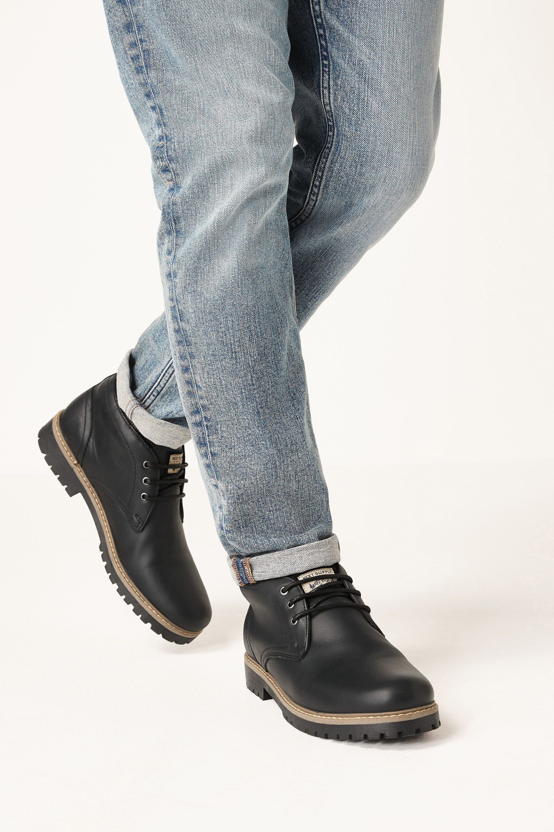 Buy Black Waterproof Leather Chukka Boots from Next Germany