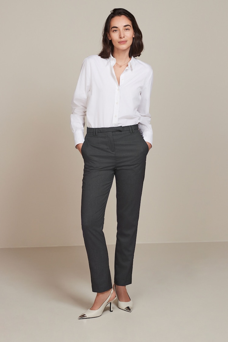 Nigel Curtiss Women's Knit Trousers Pants Grey Cotton Slacks Designer Small