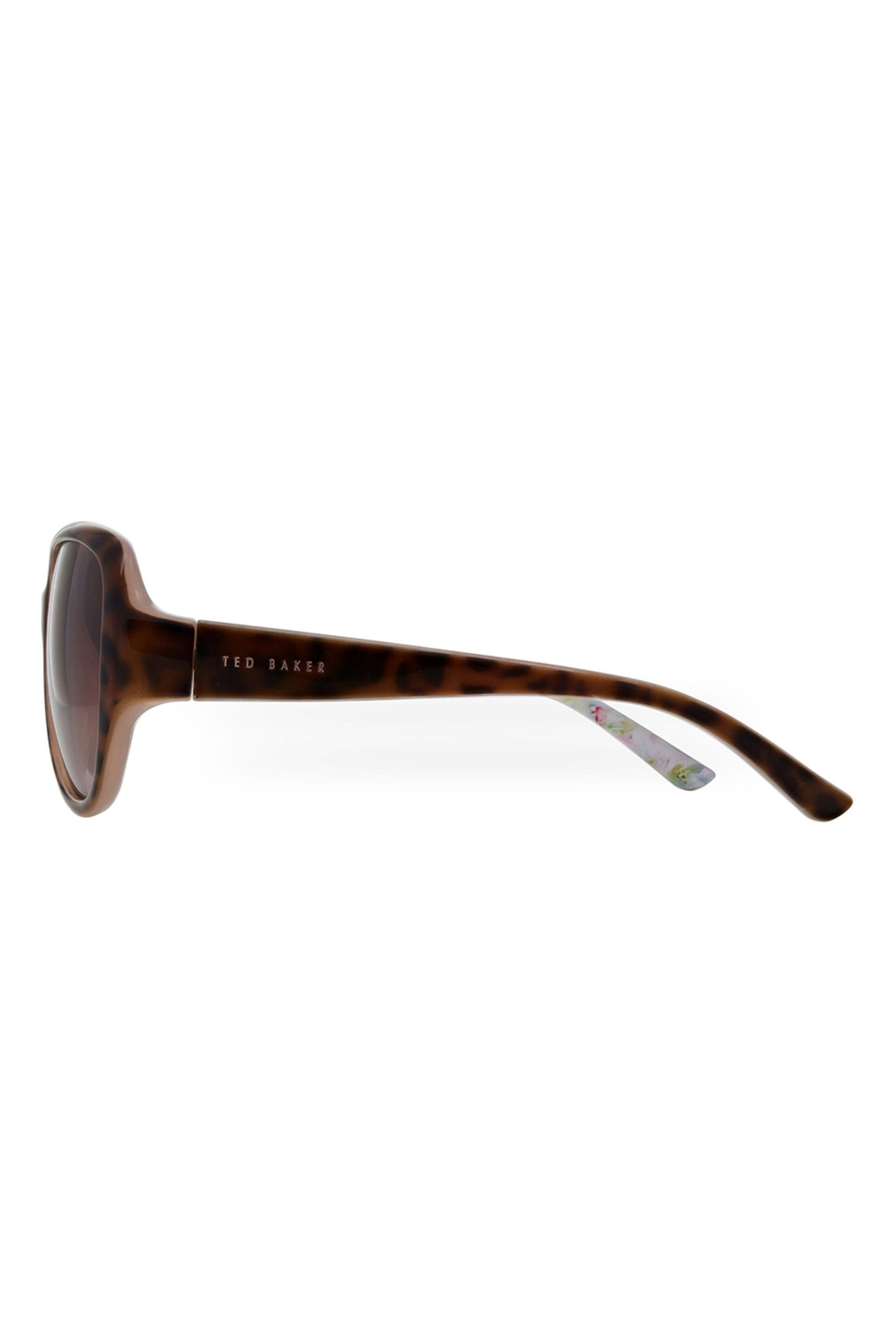 Ted Baker Tortoiseshell Brown/Pink Oversized Graduated Fashion Frame Sunglasses - Image 3 of 4