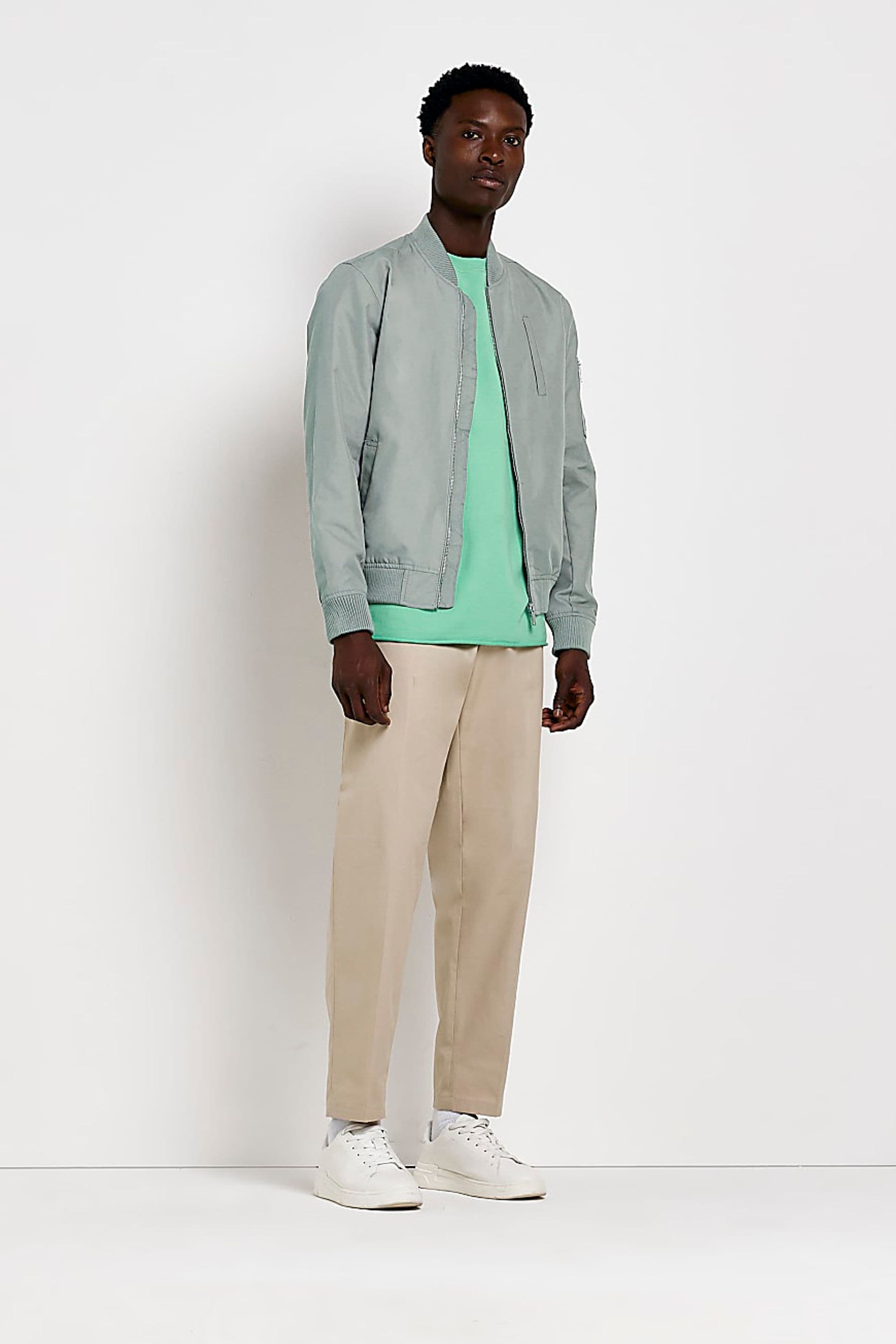 Buy River Island Light Green Chunky Rib Bomber Jacket from Next Luxembourg