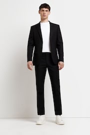 River Island Dark black Skinny 100% Cotton Twill Suit Jacket - Image 3 of 5