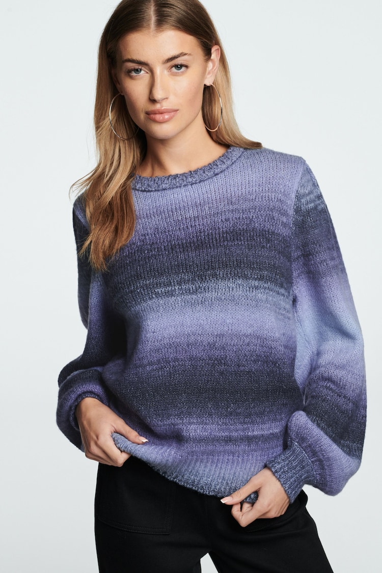 Blue Puff Sleeve Spacedye Jumper - Image 1 of 5