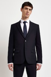 River Island Blue 100% Cotton Twill Suit Jacket - Image 1 of 4