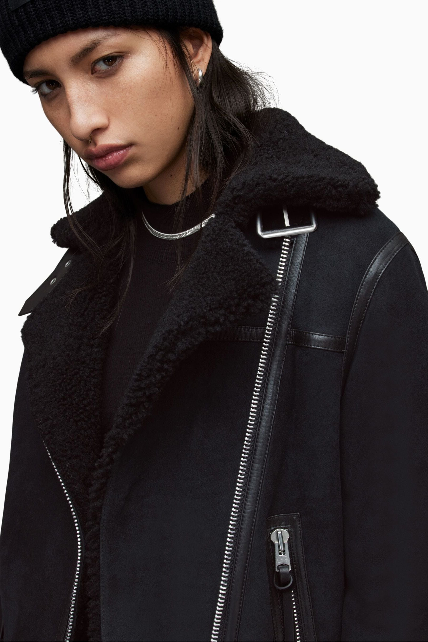 Buy AllSaints Black Rei Shearling Jacket from the Next UK online shop
