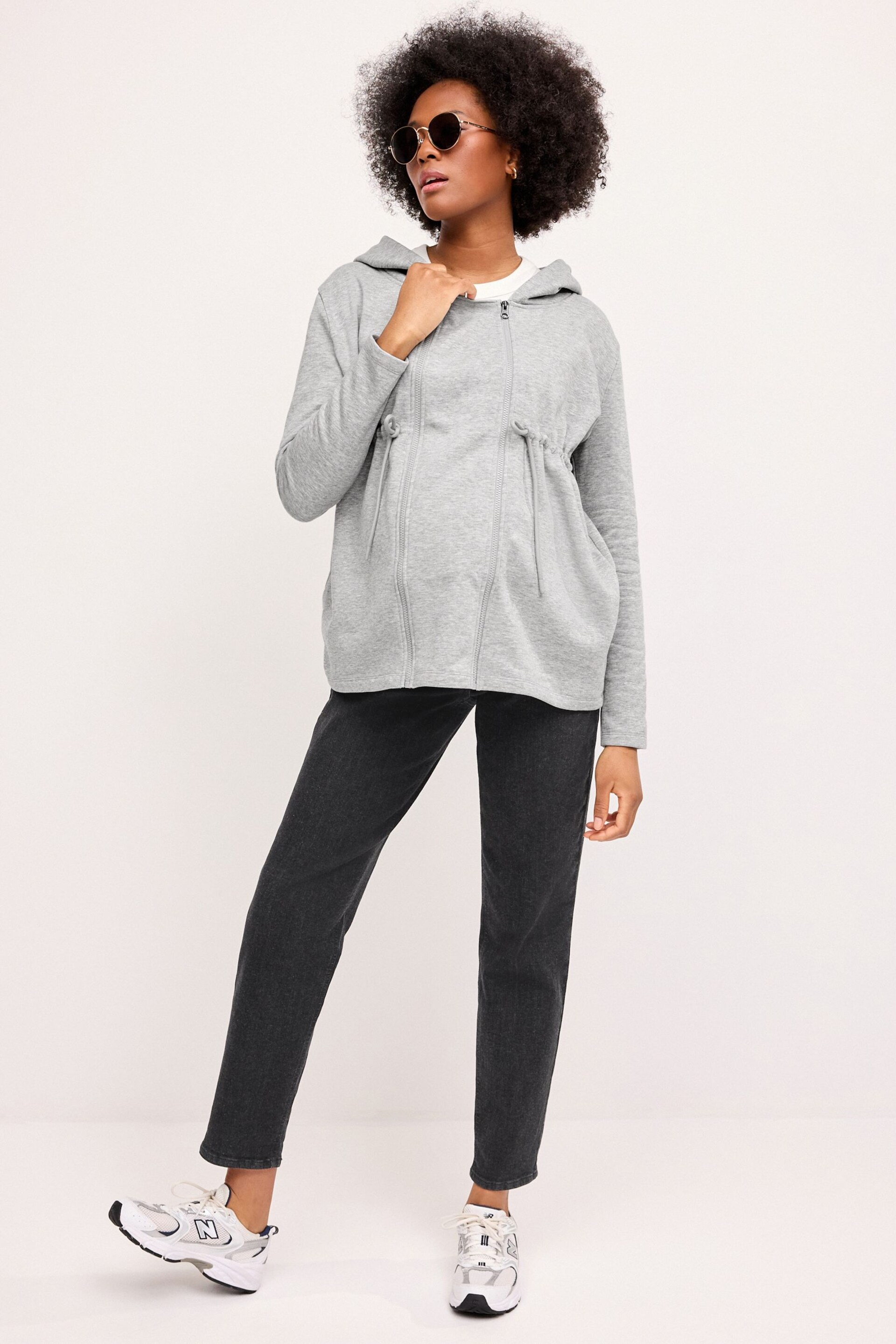 Grey Maternity 3-In-1 Hoodie with Baby Carrier Panel - Image 2 of 9