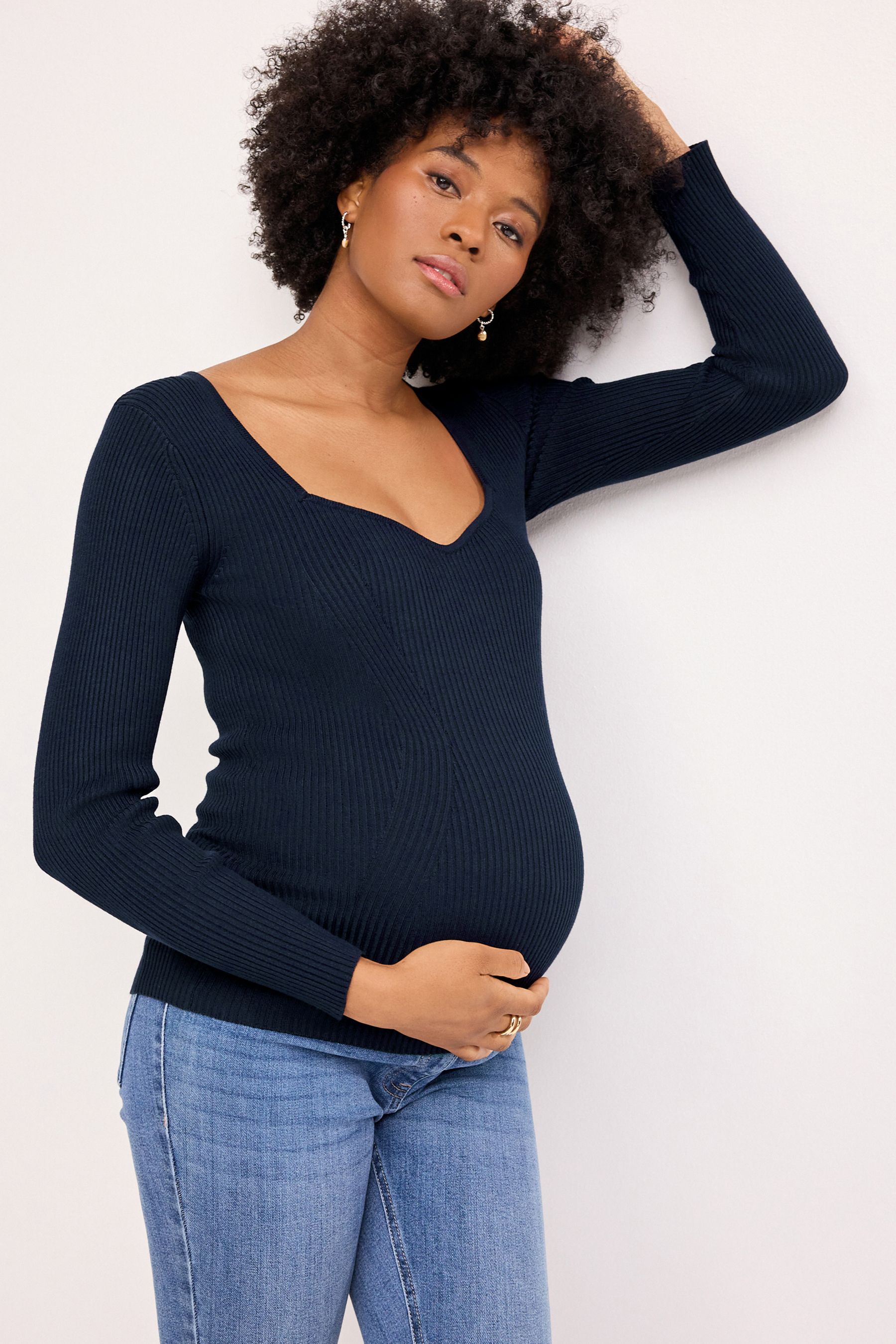 Buy Navy Blue Sweetheart Neckline Maternity Top from Next Luxembourg