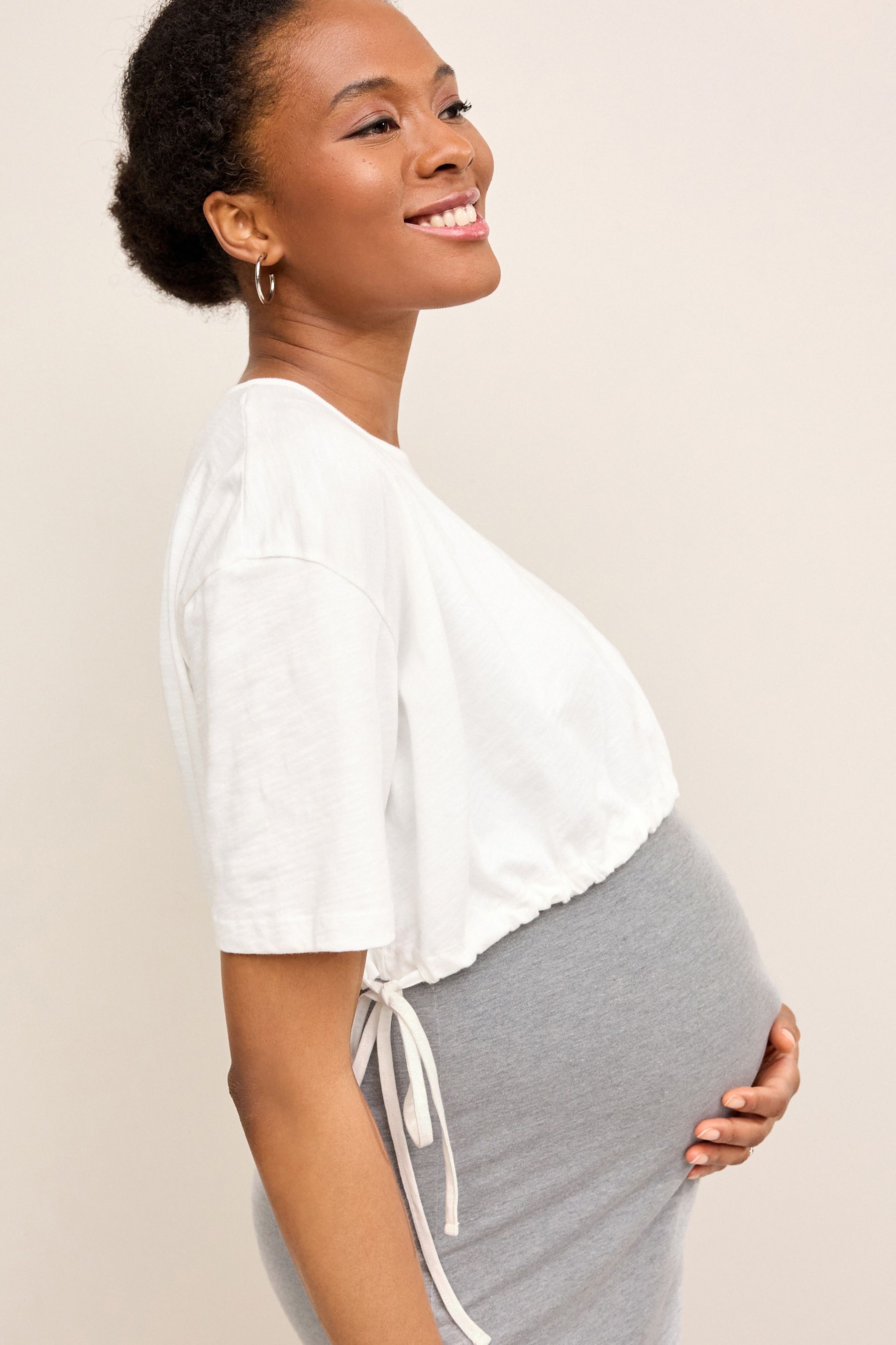 Buy Grey White Layered Maternity Nursing Dress from Next Luxembourg