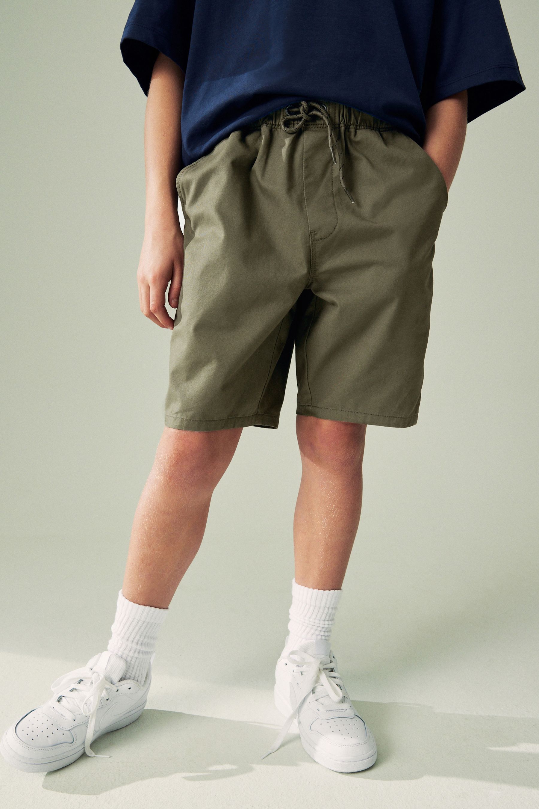 Khaki Green Single 100 Cotton Pull On Shorts 3 16yrs