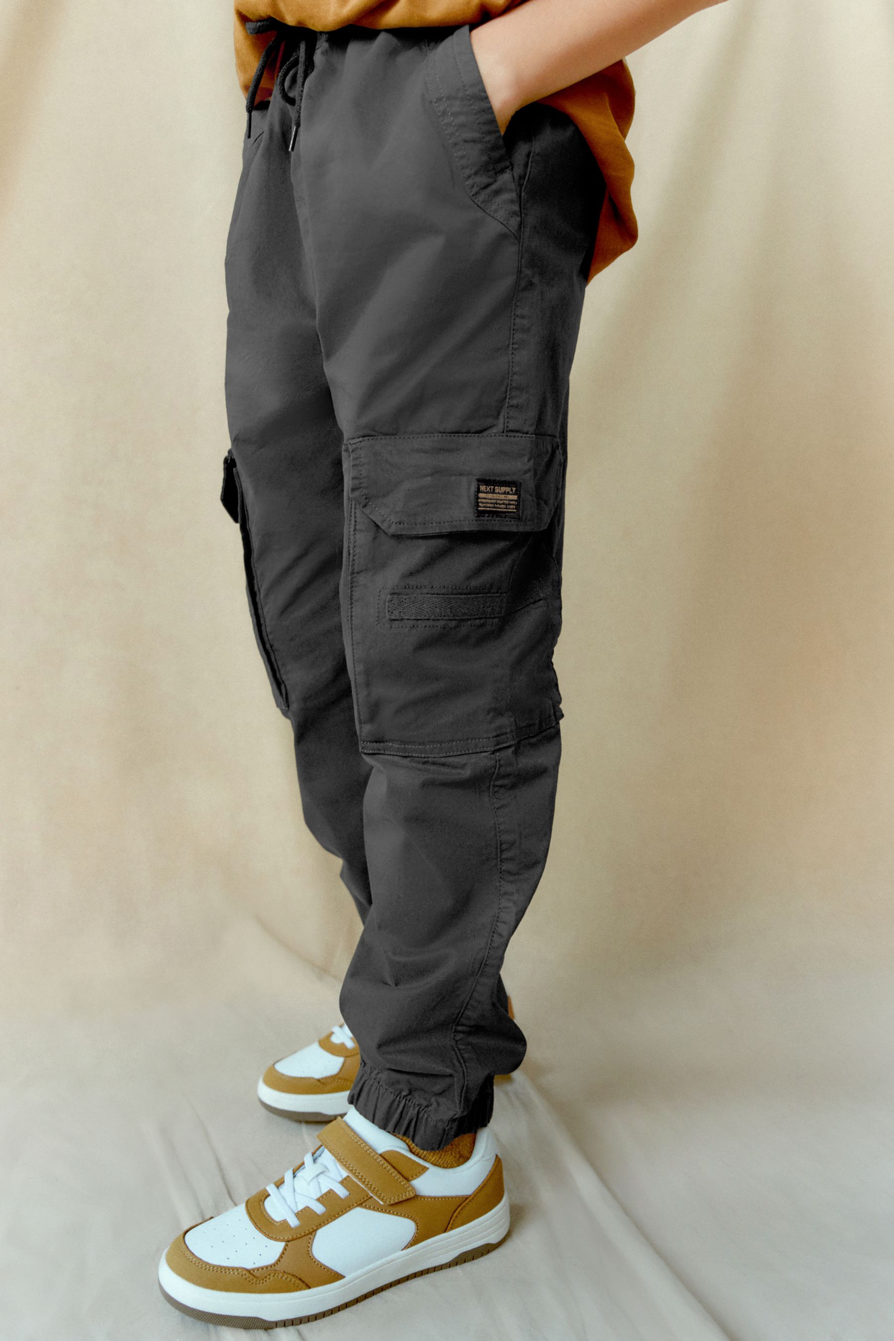 Charcoal cargo trousers sales