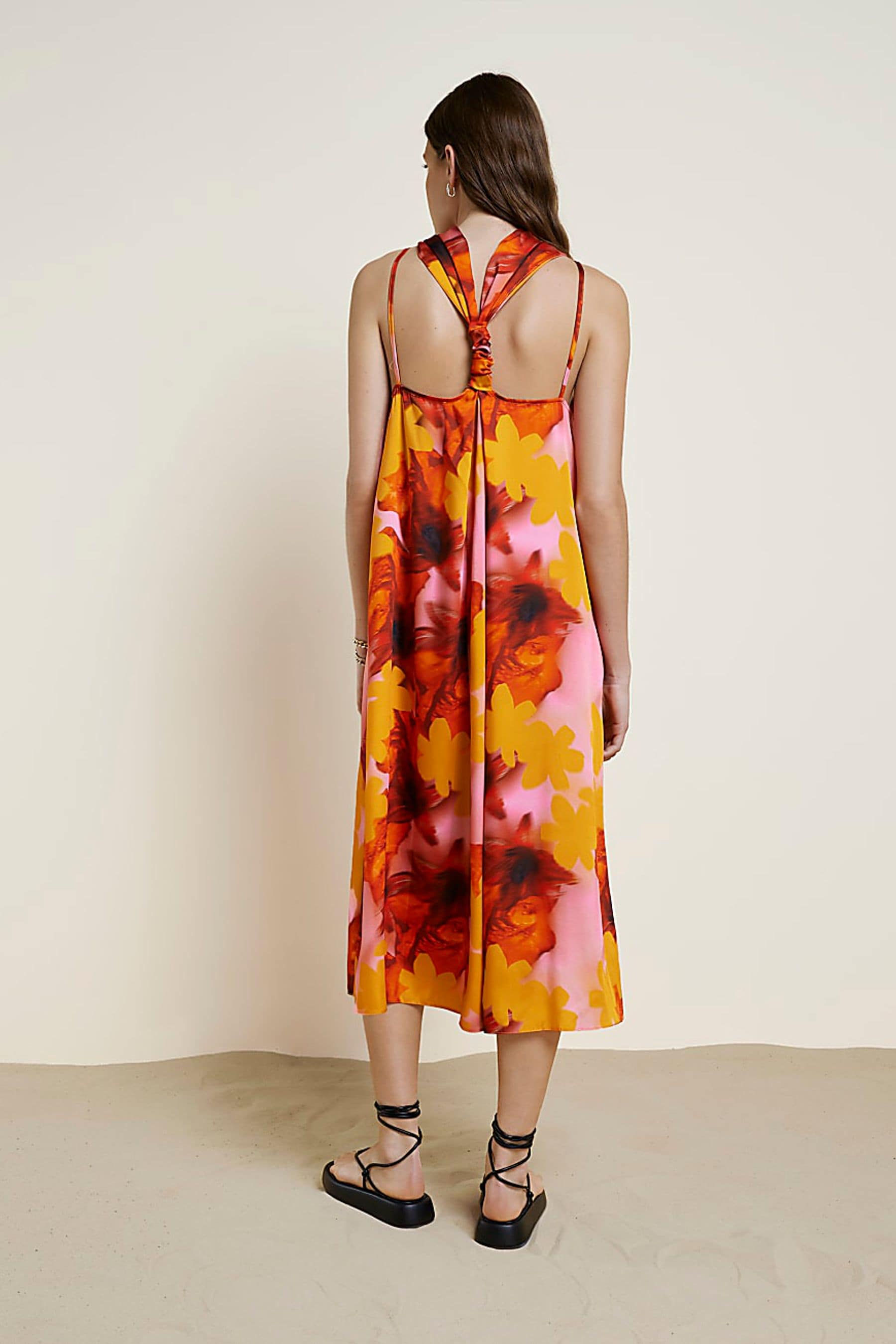River island orange midi dress top