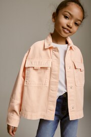 Peach Pink Crop Cotton Shacket (3-16yrs) - Image 1 of 7