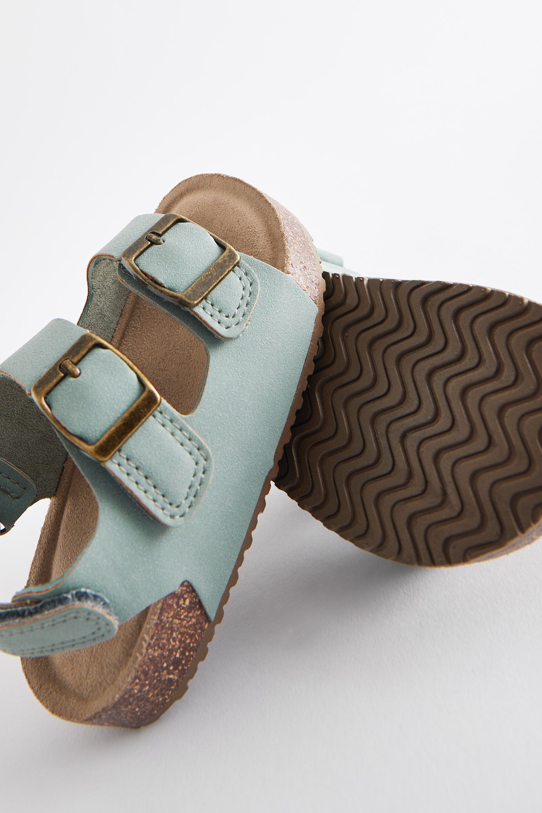 Buy Mint Green Standard Fit F Double Buckle Cushioned Footbed Sandals from Next Luxembourg