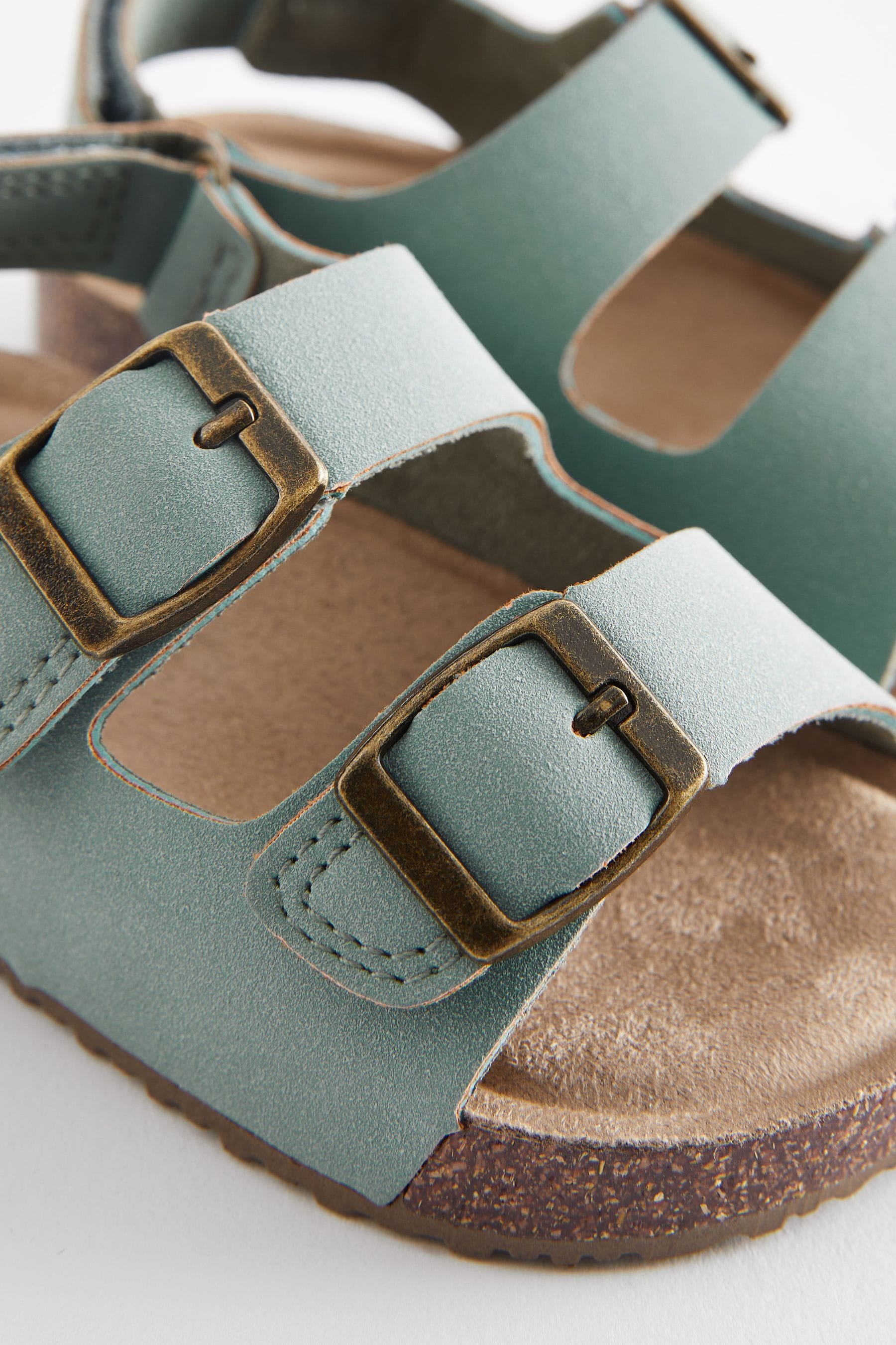 Mint Green Standard Fit F Double Buckle Cushioned Footbed Sandals