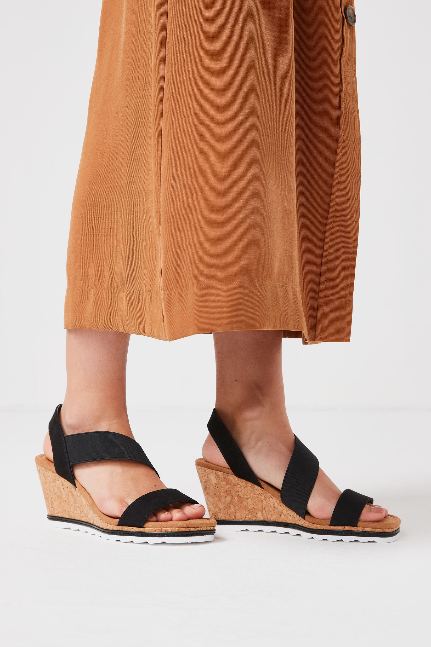 Buy Black Regular Wide Fit Forever Comfort Elastic Wedges from Next Luxembourg