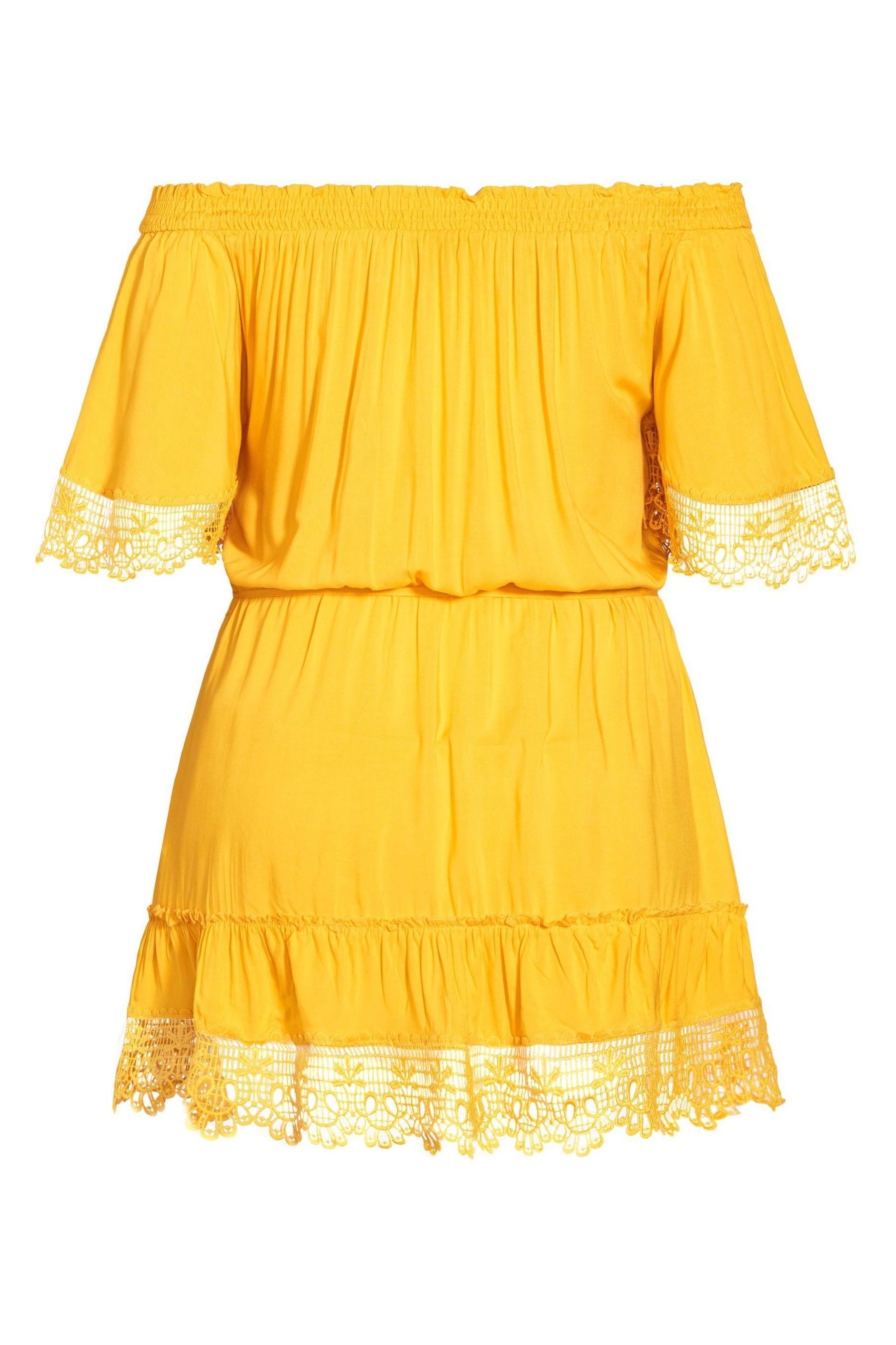 Buy City Chic Yellow Crochet Detail Dress from Next Luxembourg