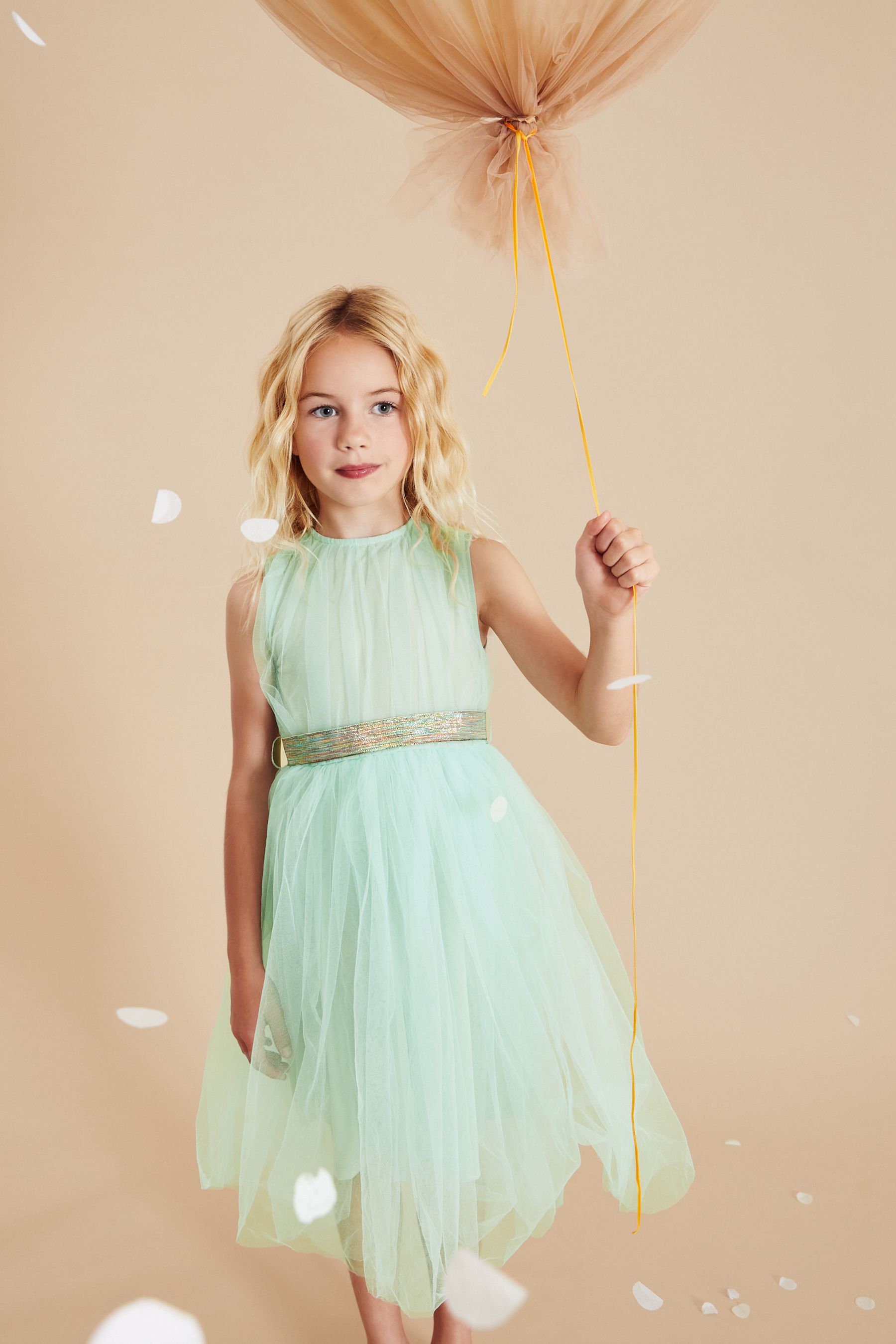 Buy Mint Green Mesh Tie Back Party Dress 3 16yrs from Next Luxembourg