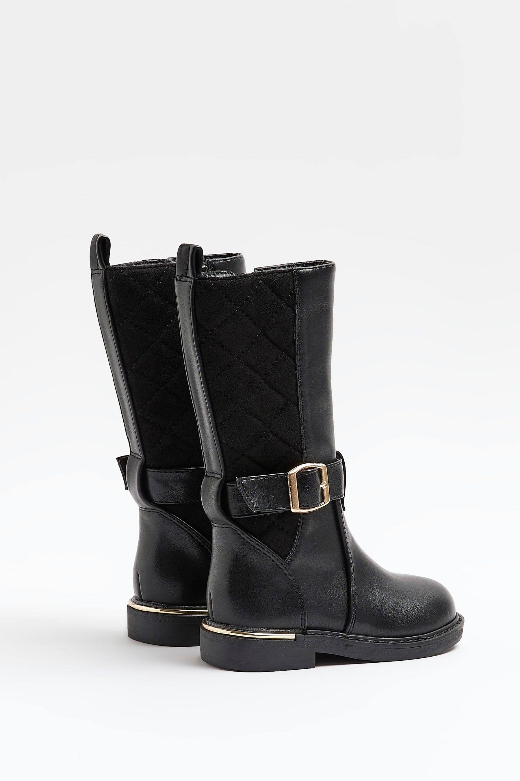 Buy River Island Girls Black Quilted Knee High Boots from Next Luxembourg