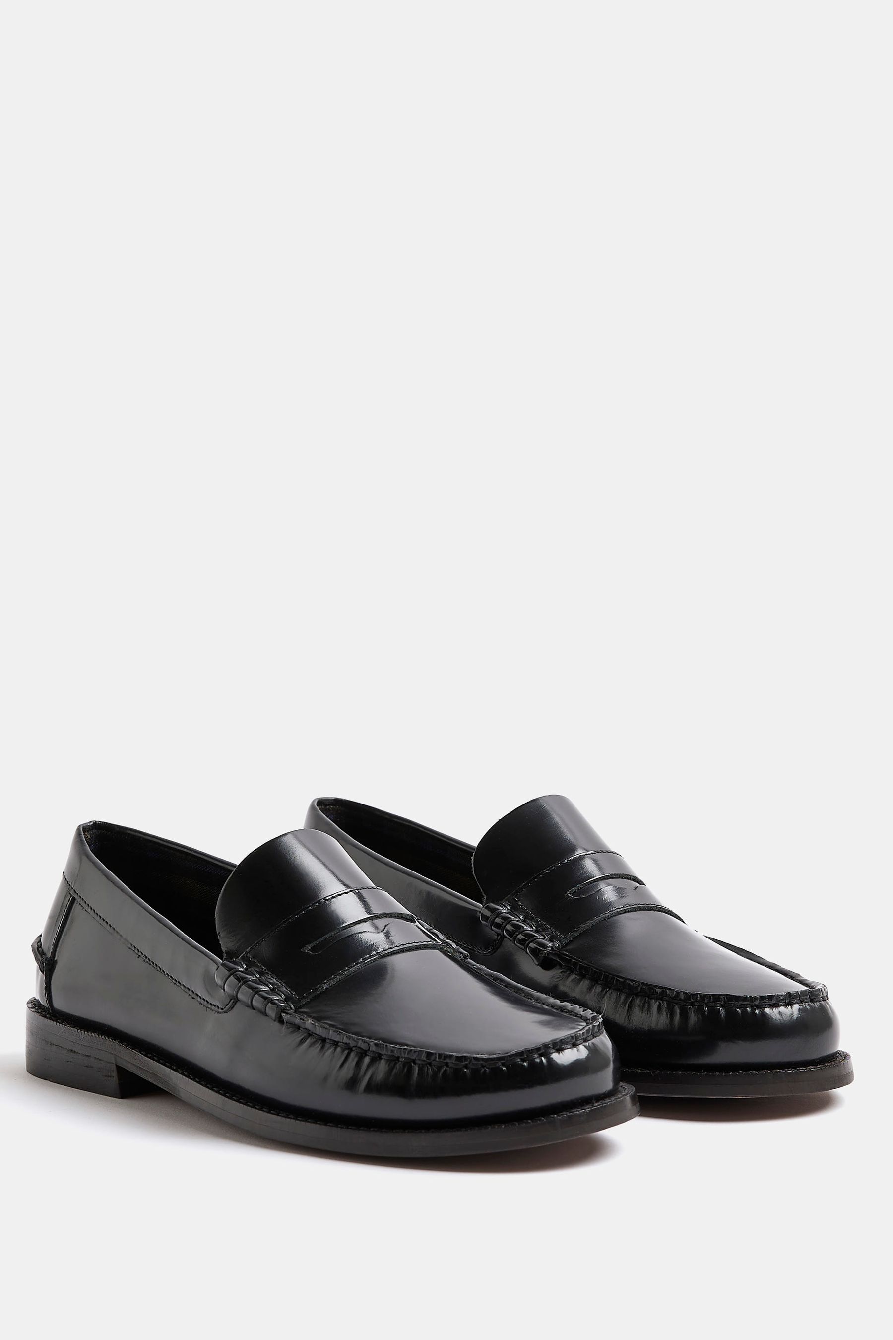 Buy River Island Black Leather Classic Penny Loafers from Next Lithuania