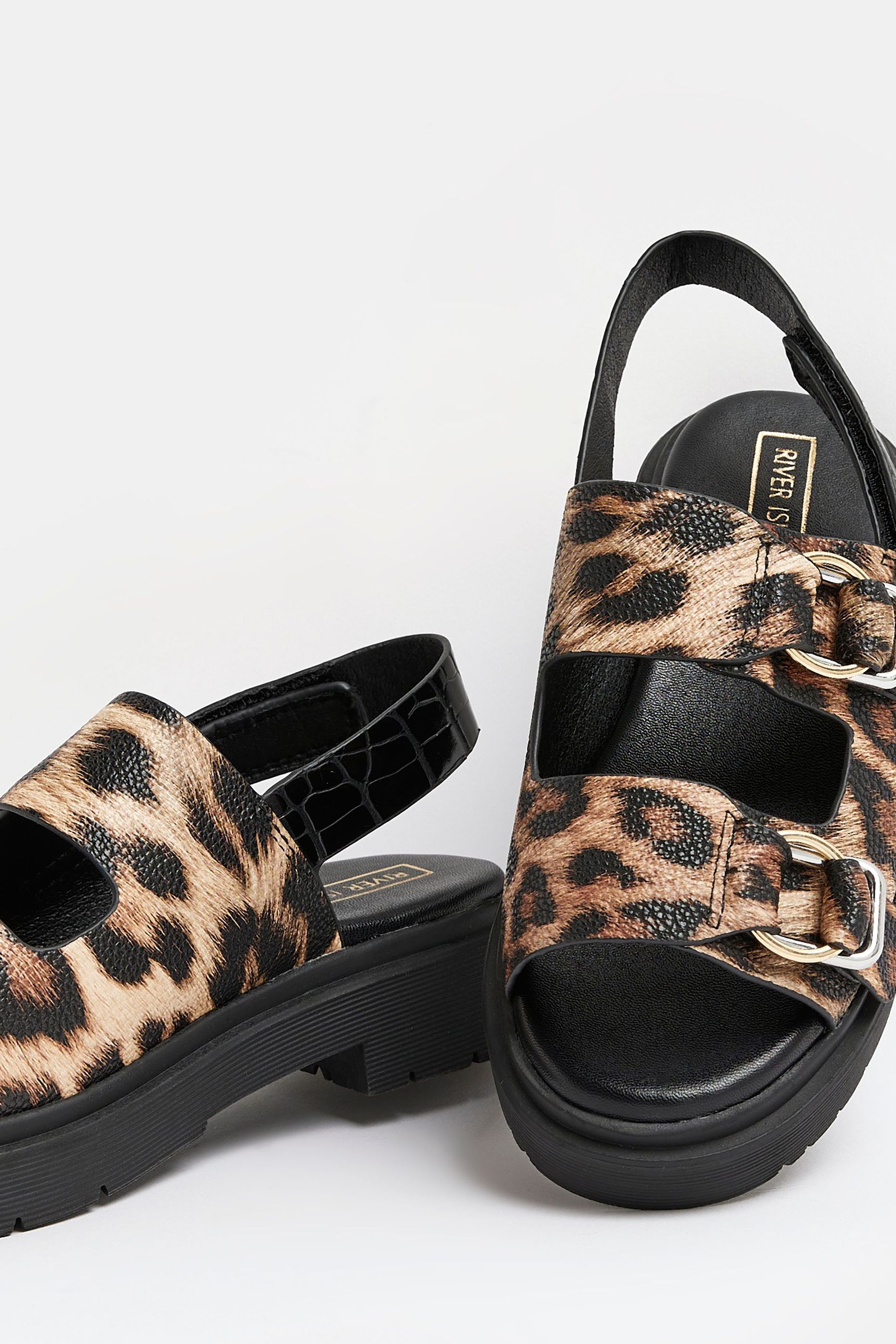 Leopard print and black sandals shop