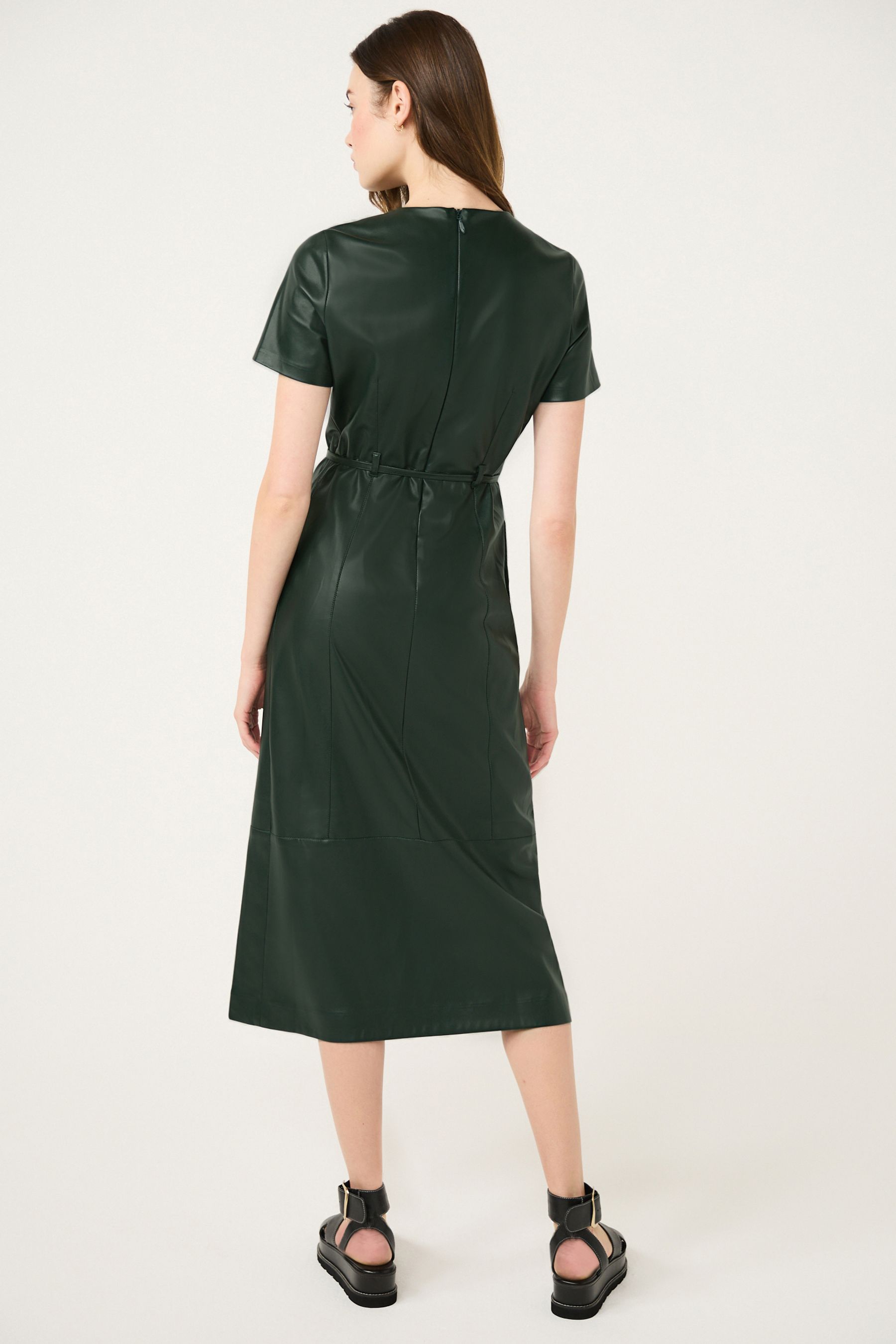 Buy Green Faux Leather Midi Dress from Next Luxembourg