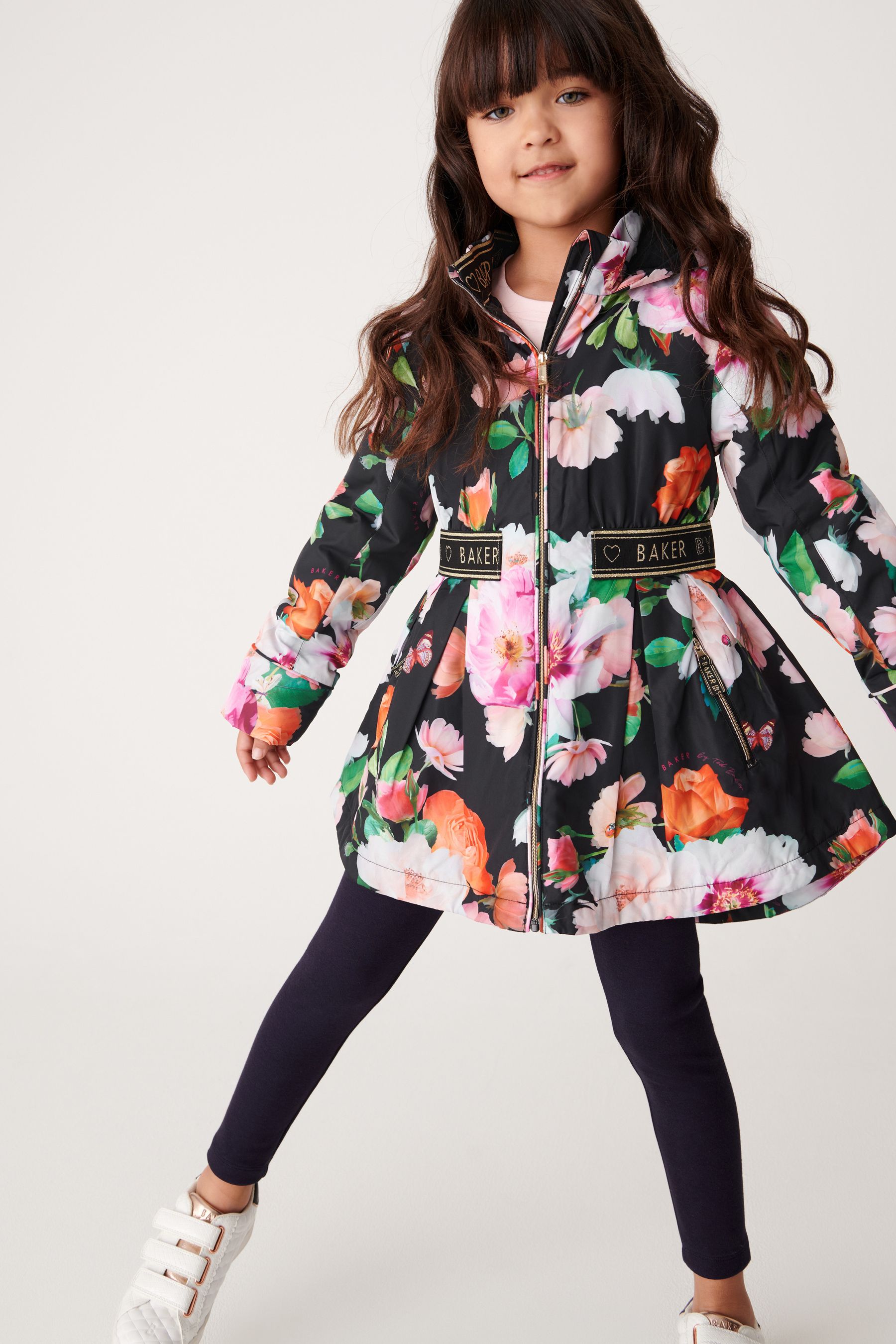Buy Baker by Ted Baker Shower Resistant Black Floral Rain Mac from Next Luxembourg