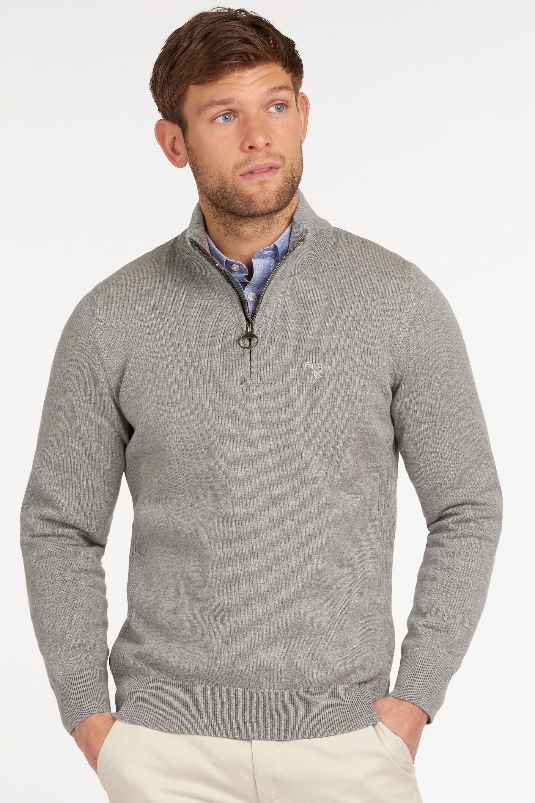 Buy Barbour Grey 100 Cotton Quarter Zip Jumper from Next Malta