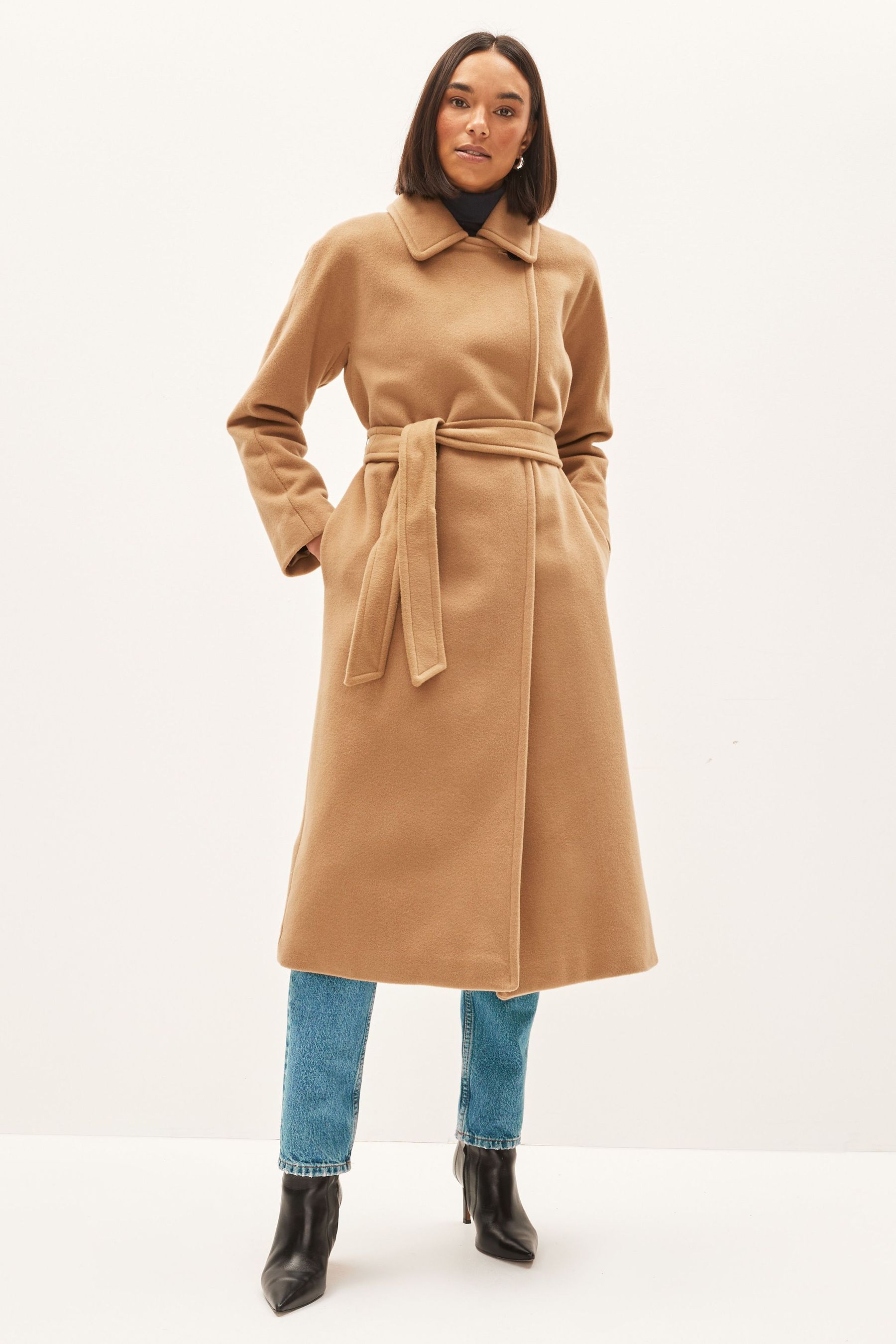 Buy Emme Marella Giga Tie Waist Long Velour Coat from Next Belgium
