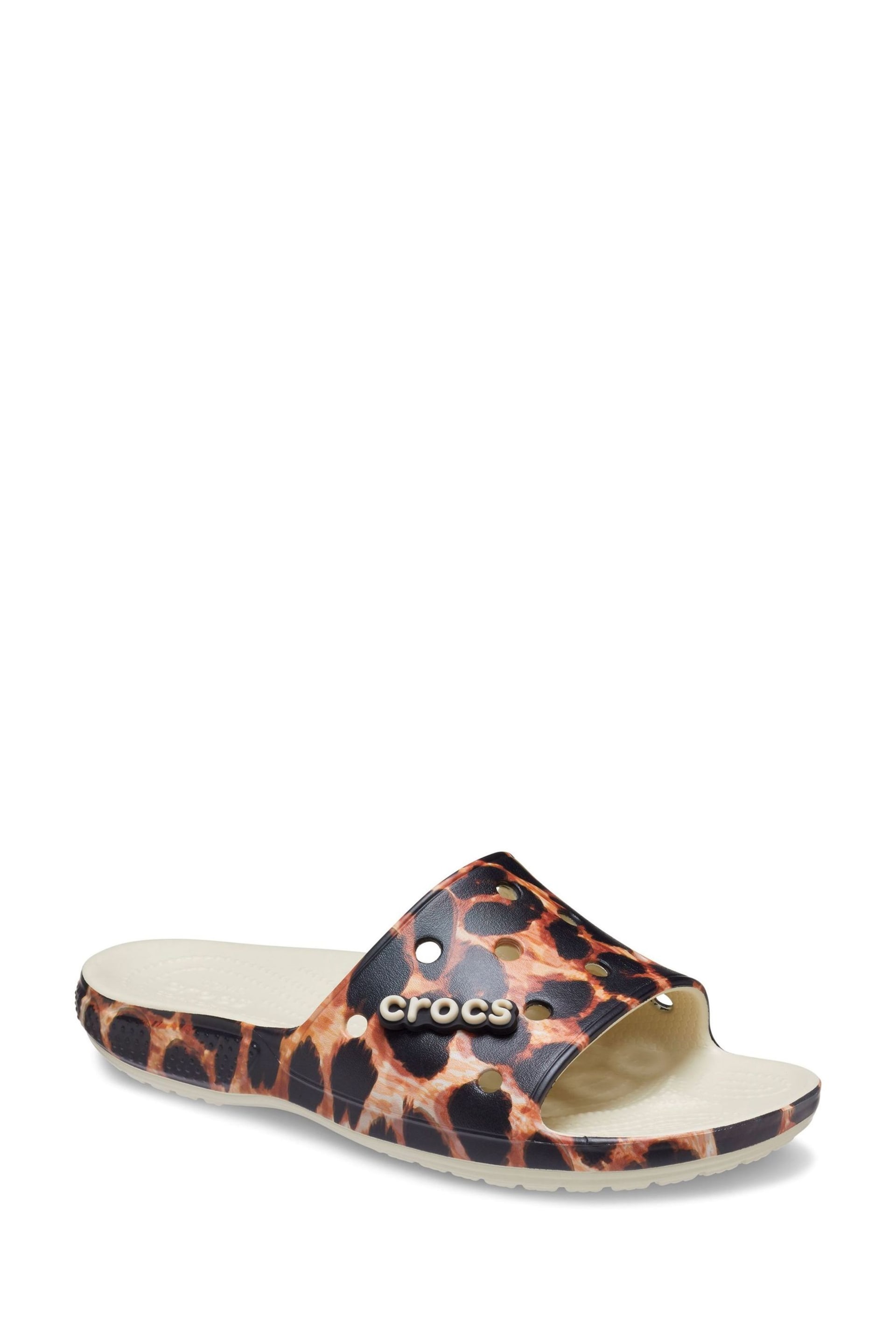 Crocs White Classic Animal Print Slides - Image 2 of 4