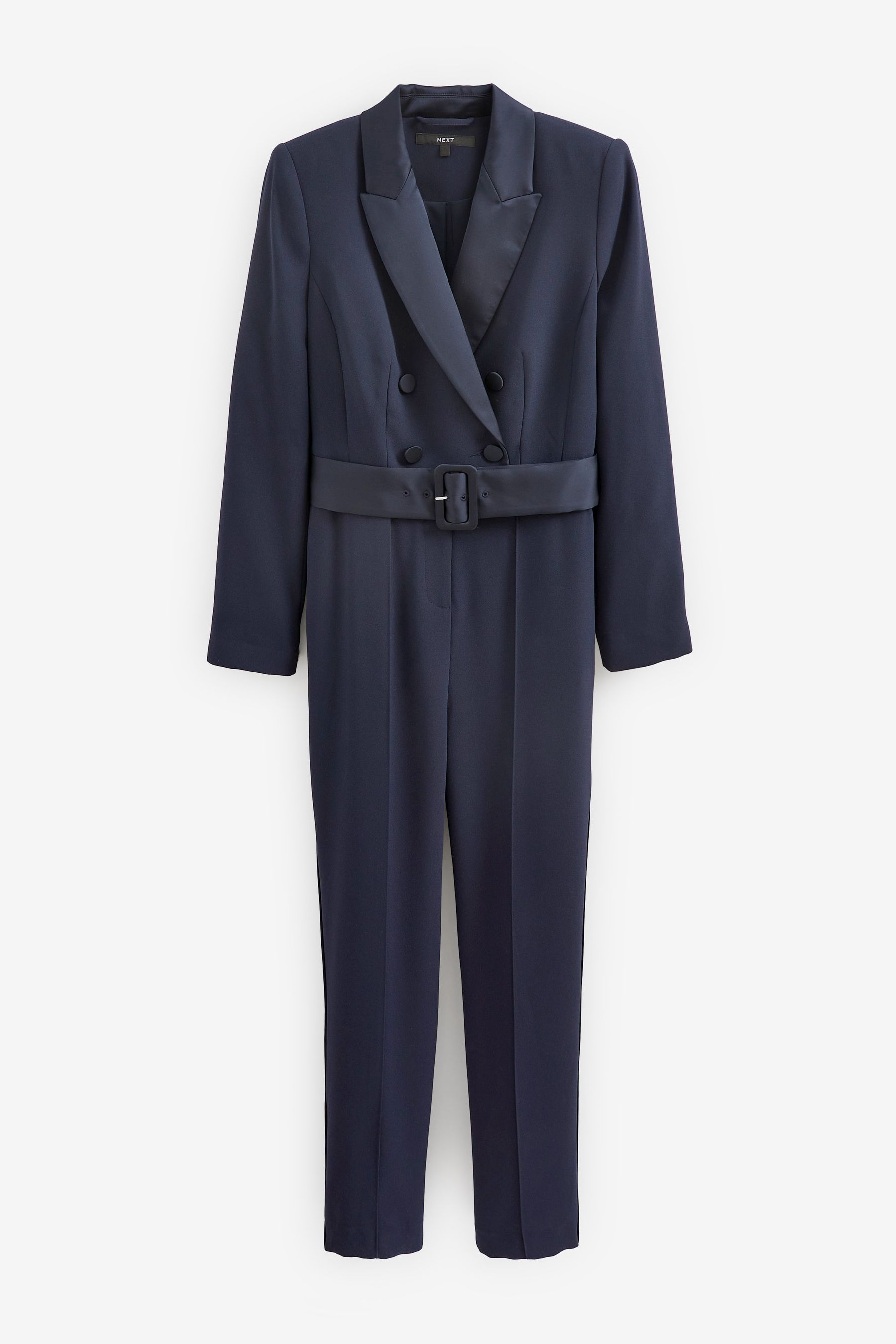Buy Navy Long Sleeve Tuxedo Jumpsuit from Next Luxembourg