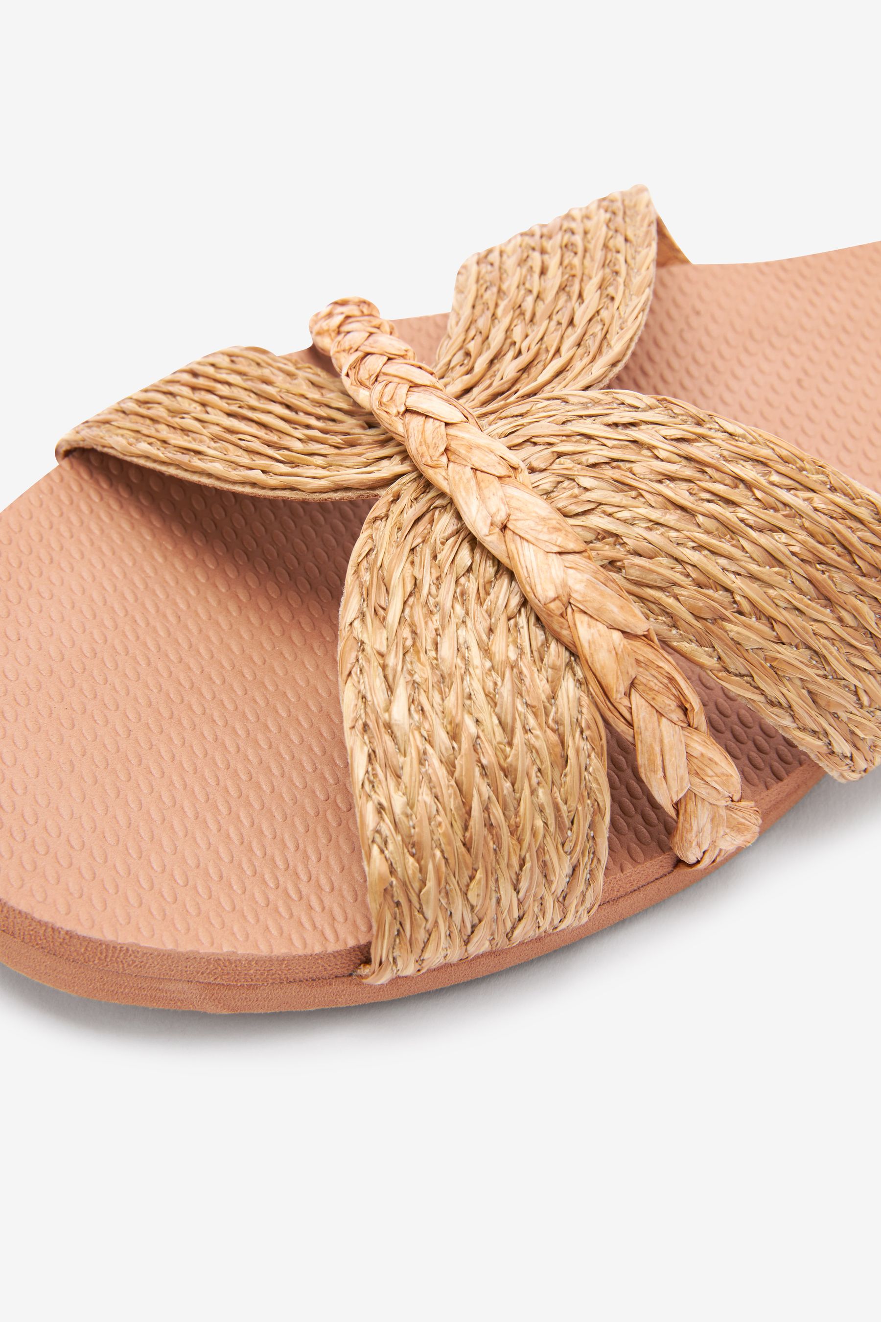 Buy Natural Raffia EVA Flat Mule Slider Sandals from Next Luxembourg