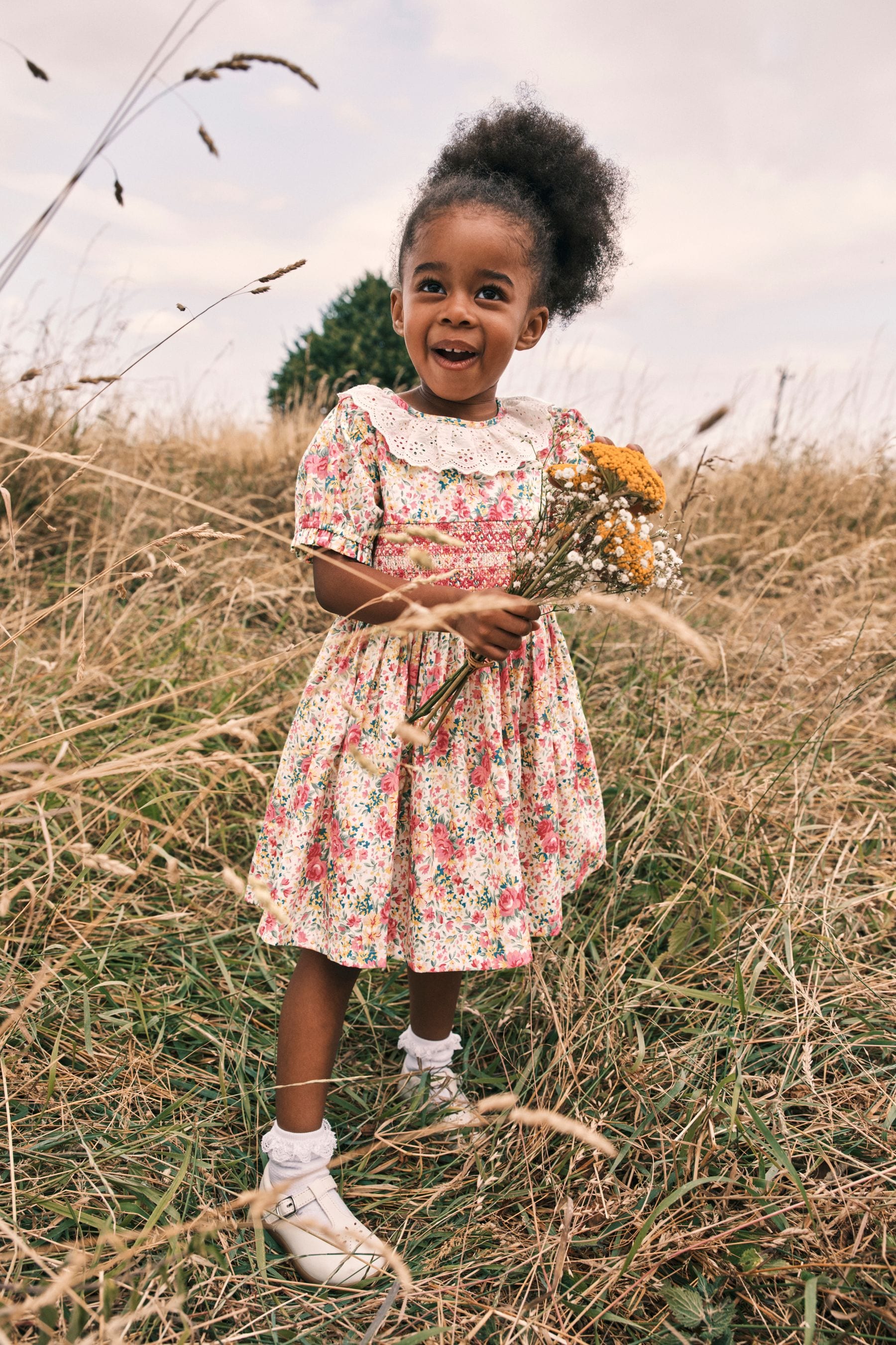 Buy Laura Ashley Floral Girls Embroidered Smock Collar Prom Dress from Next Luxembourg