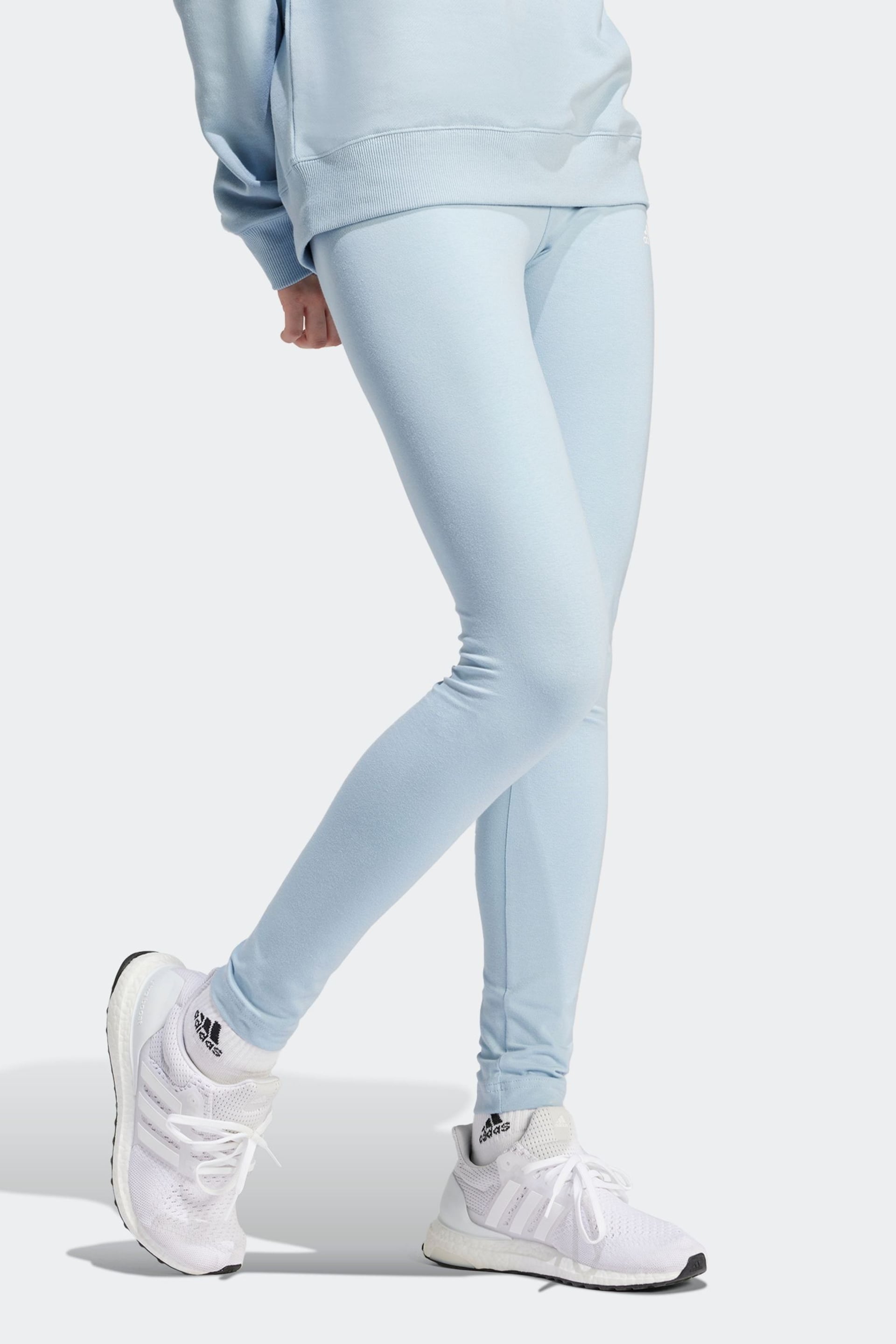 adidas Blue Sportswear Essentials High-Waisted Logo Leggings - Image 3 of 6