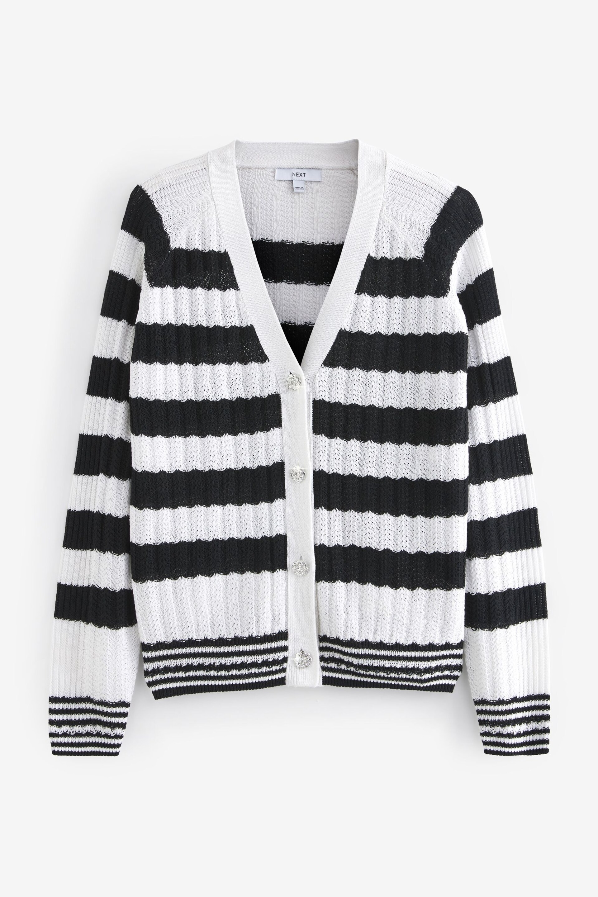 Monochrome Gem Button Up Linen Cardigan - Image 5 of 6