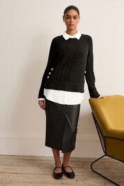 Black Gem Button Shirt Layer Jumper - Image 2 of 6