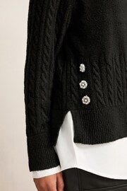 Black Gem Button Shirt Layer Jumper - Image 4 of 6