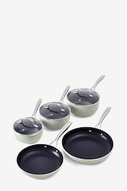 5 Piece Sage Green Non Stick Pan Set - Image 5 of 5