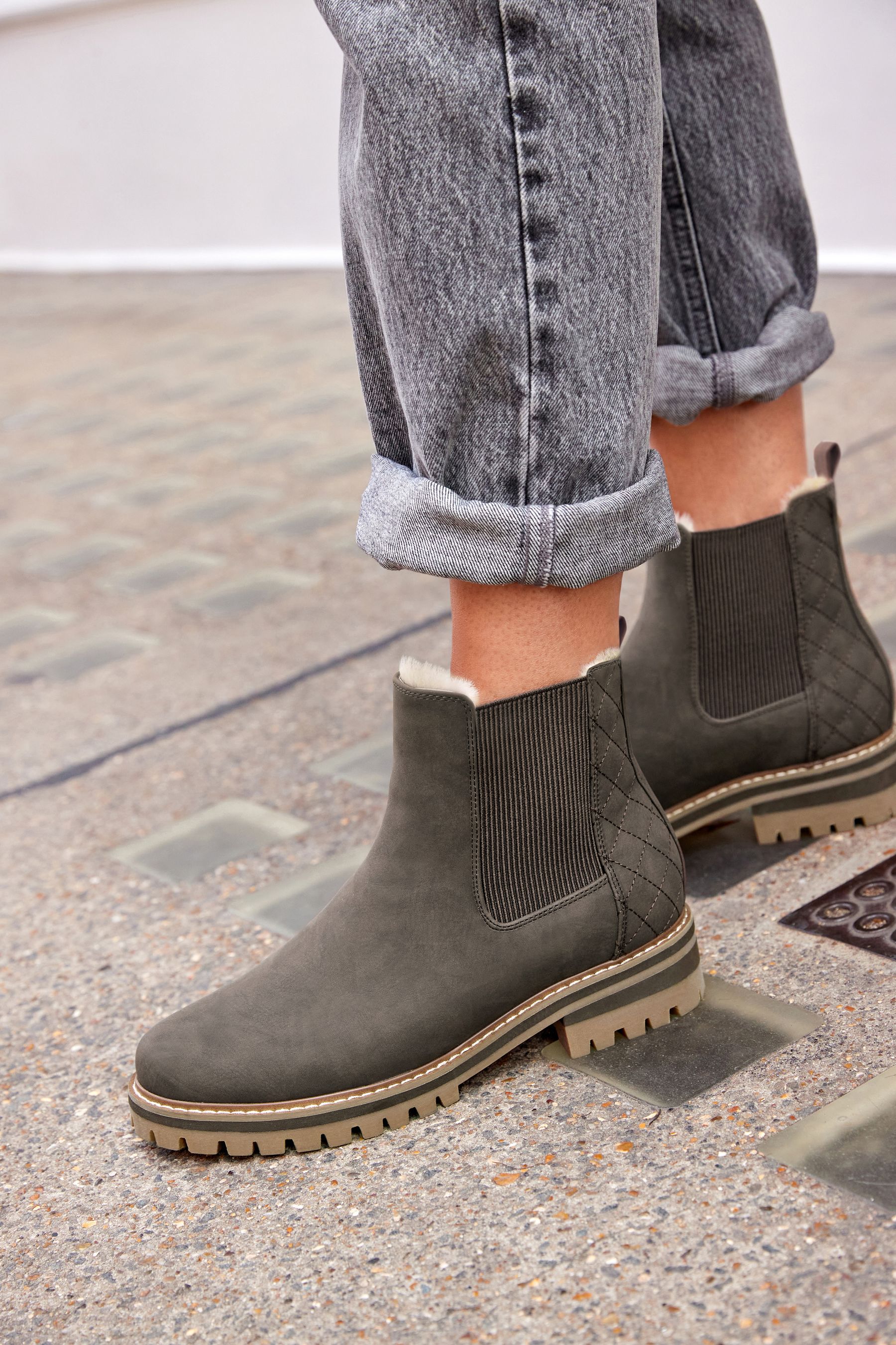 Buy Brown Forever Comfort Faux Fur Trim Chelsea Boots from Next Luxembourg